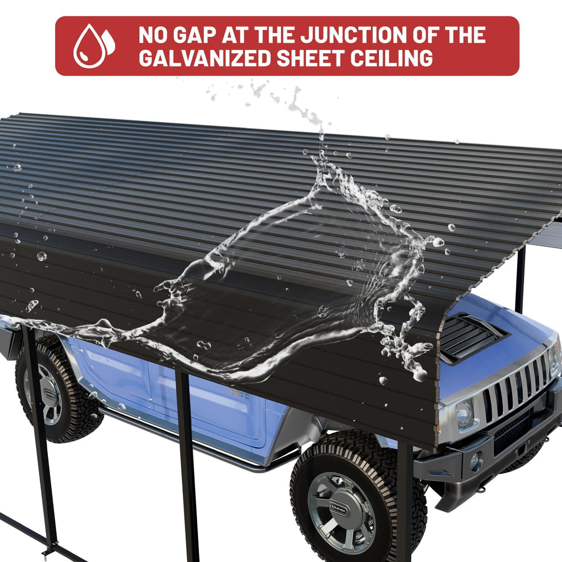10x15 Ft Metal Carport with Steel Roof