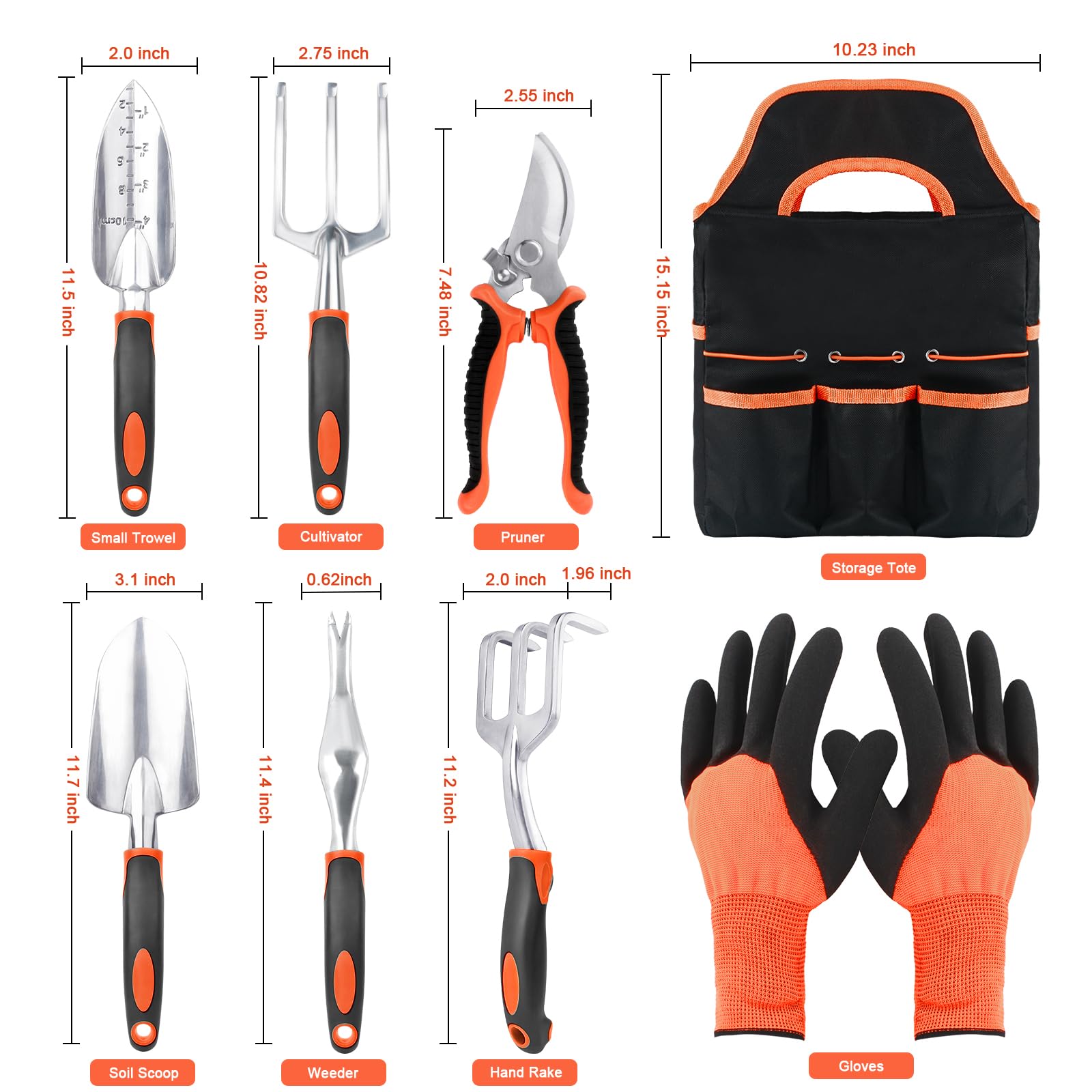 8-Piece Garden Tools Set with Storage Bag