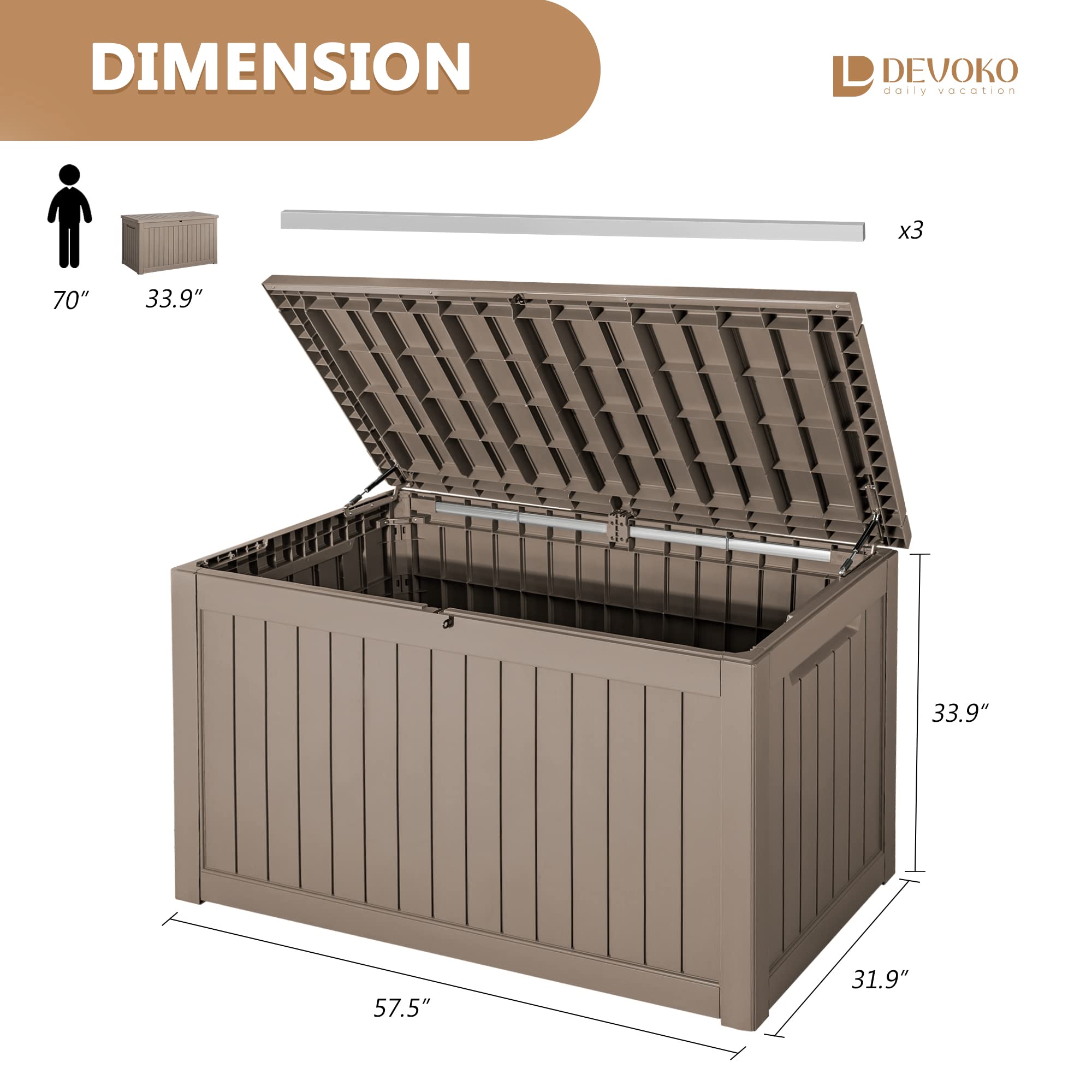 Devoko 100-Gallon Resin Deck Box