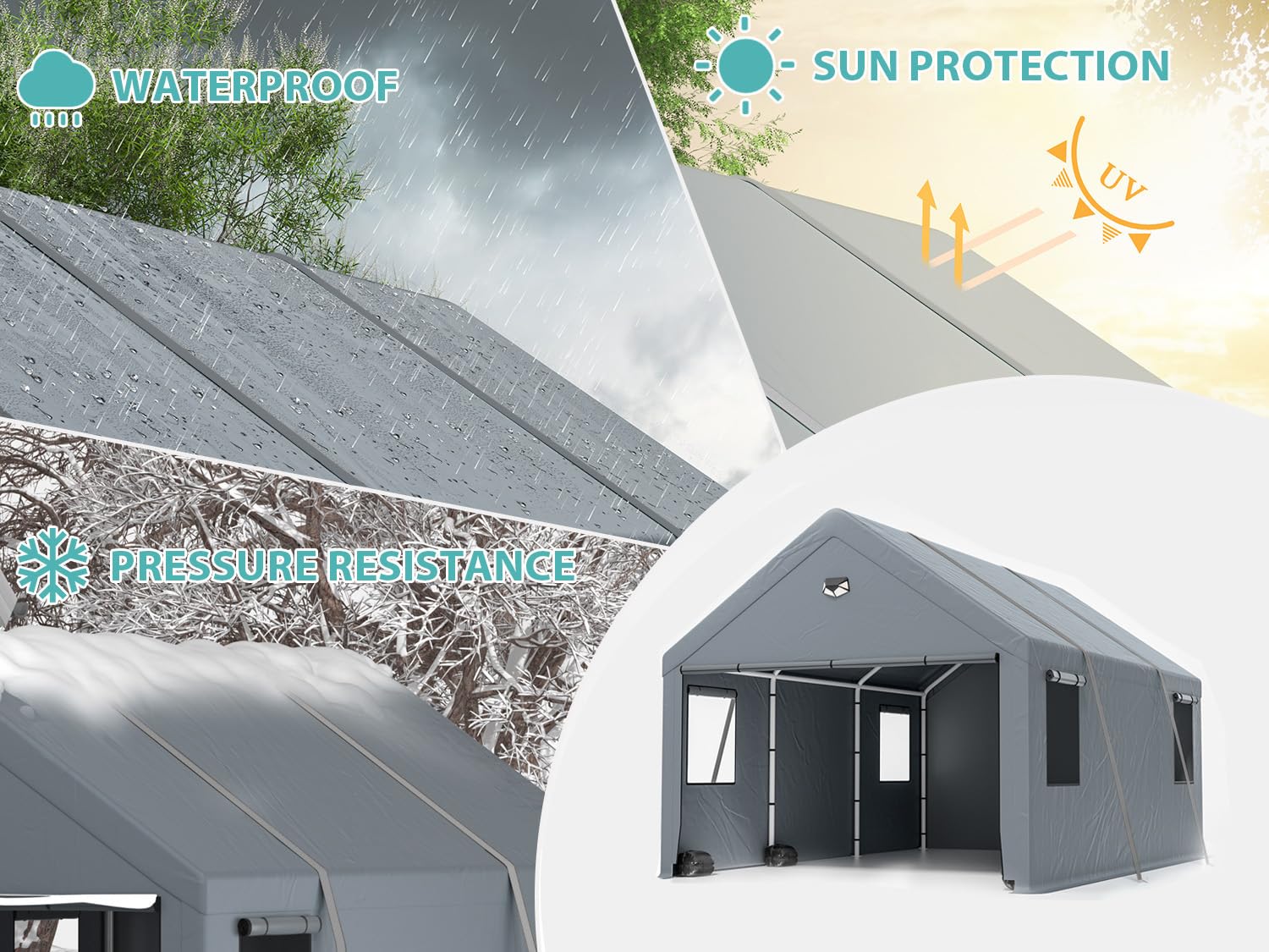 20x20 Ft 2-Car Heavy-Duty Carport