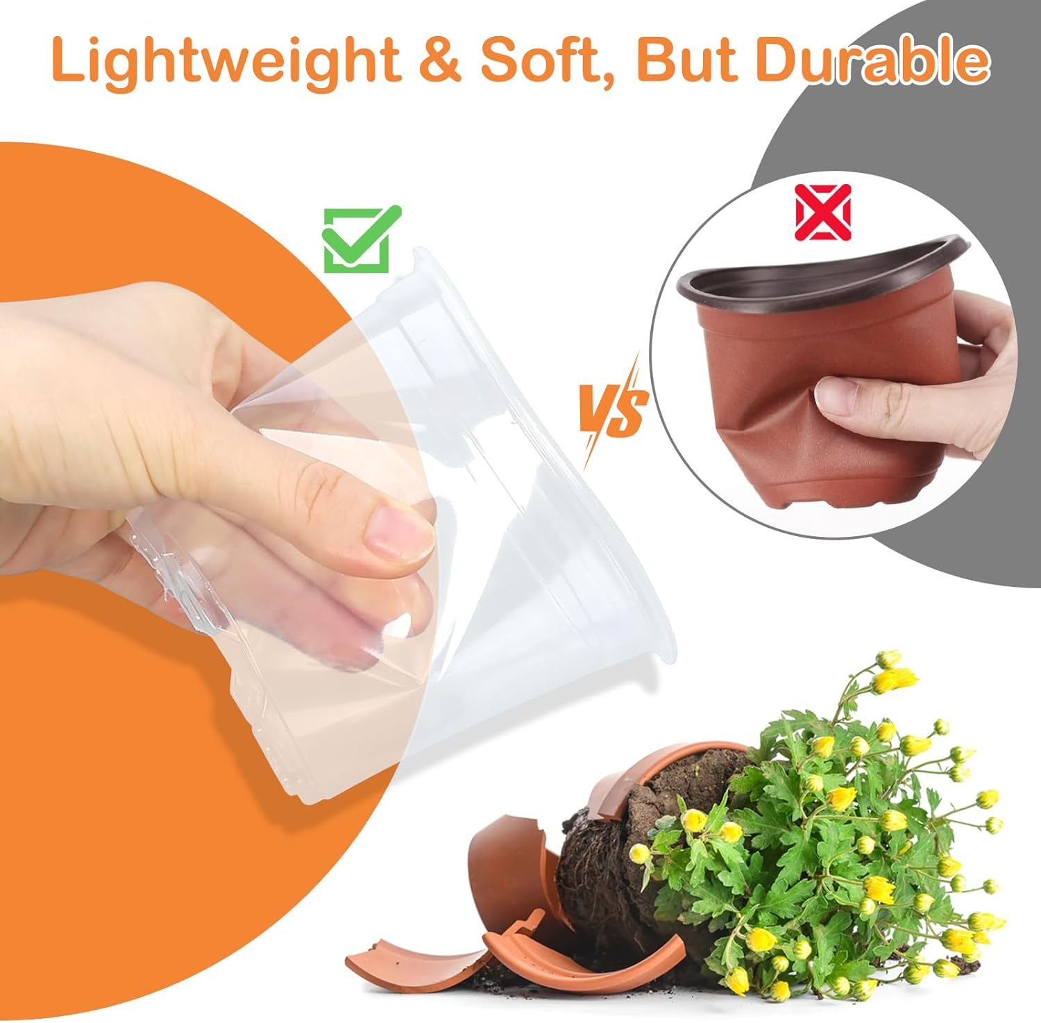 “45 Pack Clear Plastic Pots, 3–7 Inch”