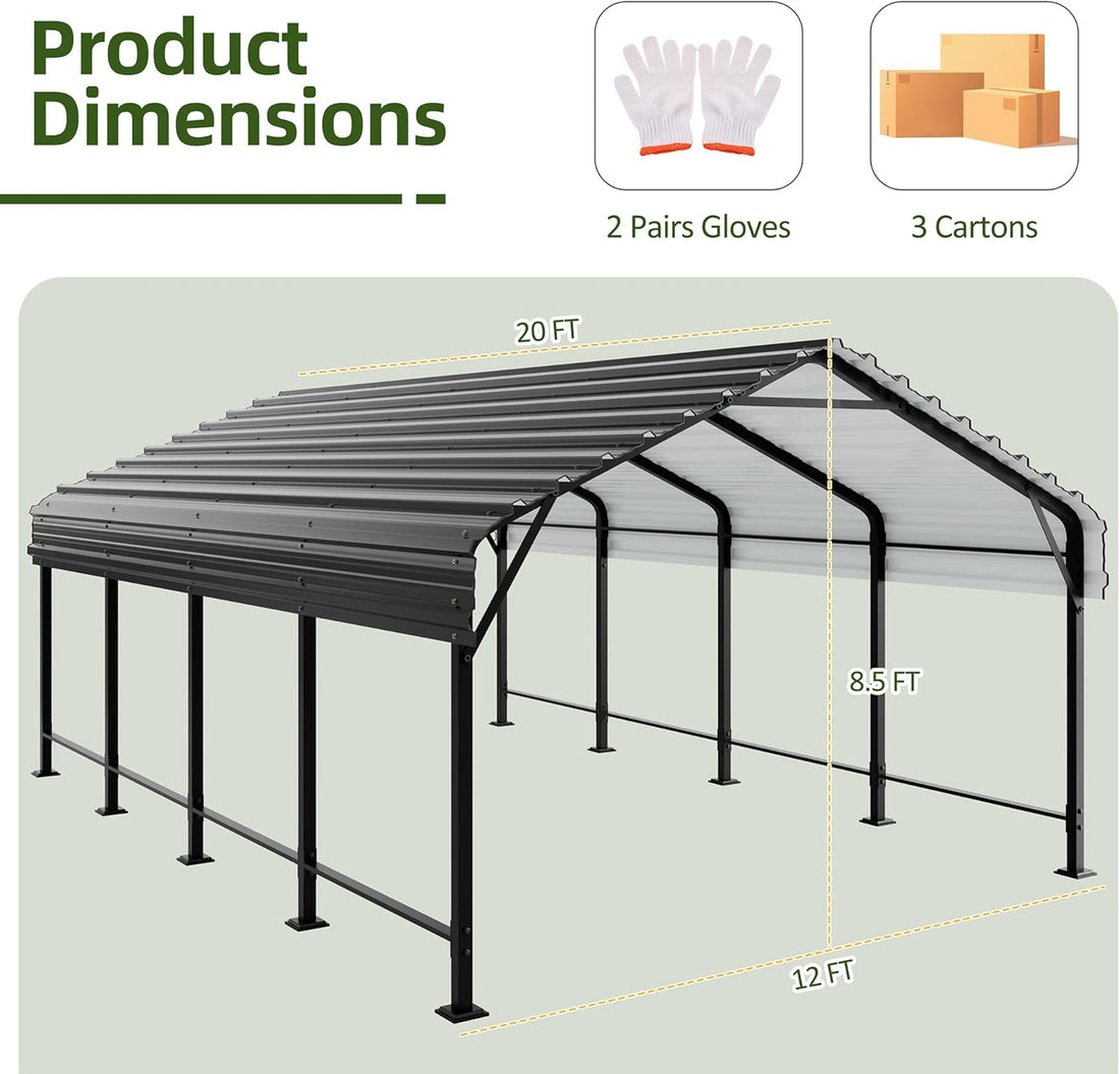 12x20 Ft Shintenchi Metal Carport
