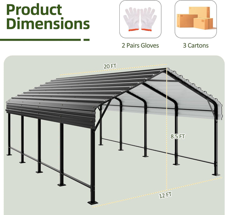 12x20 Ft Shintenchi Metal Carport
