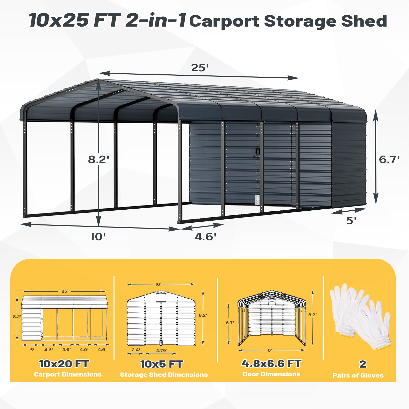 EROMMY 20x30 Ft Heavy-Duty Metal Carport