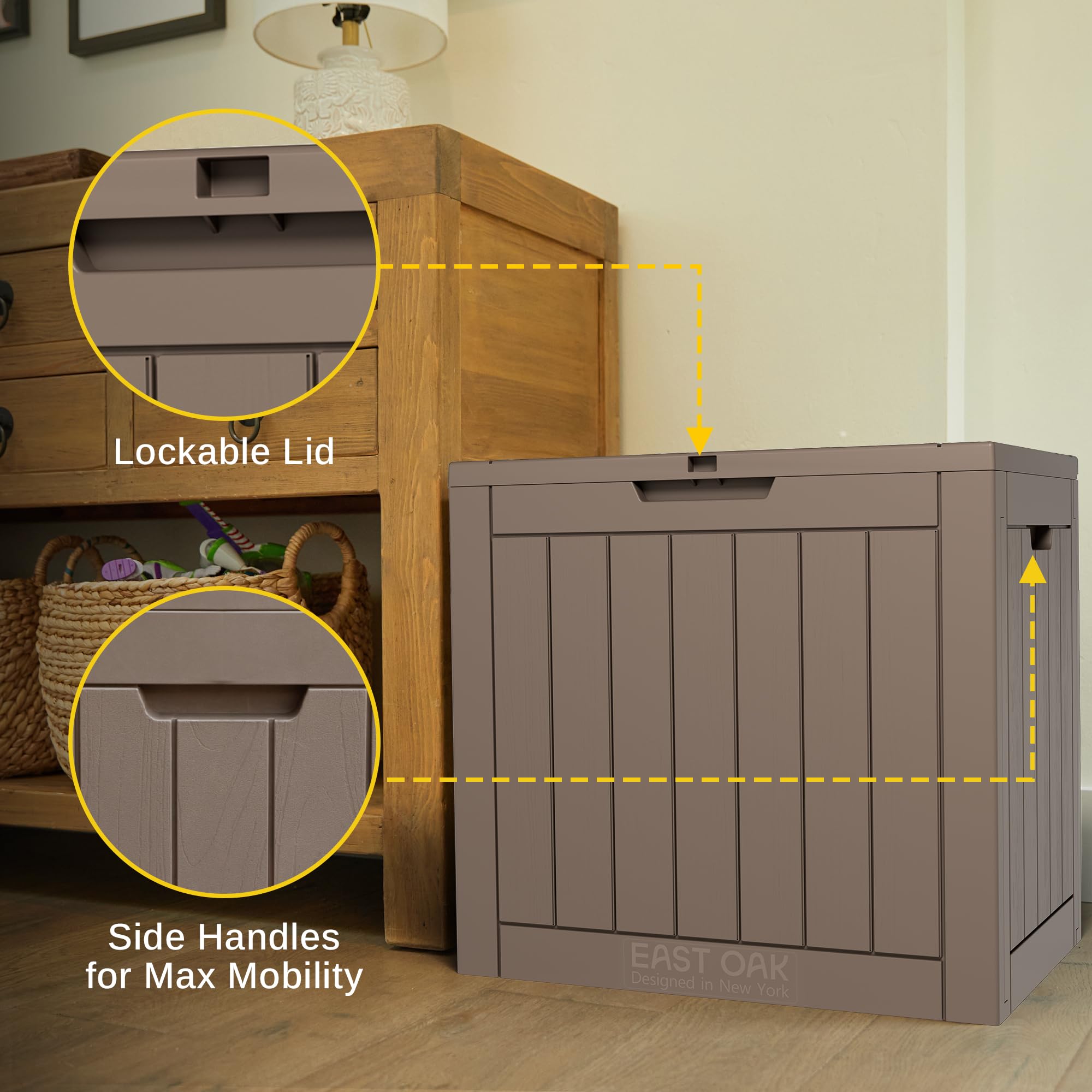 EAST OAK 31-Gallon Outdoor Deck Box, Grey