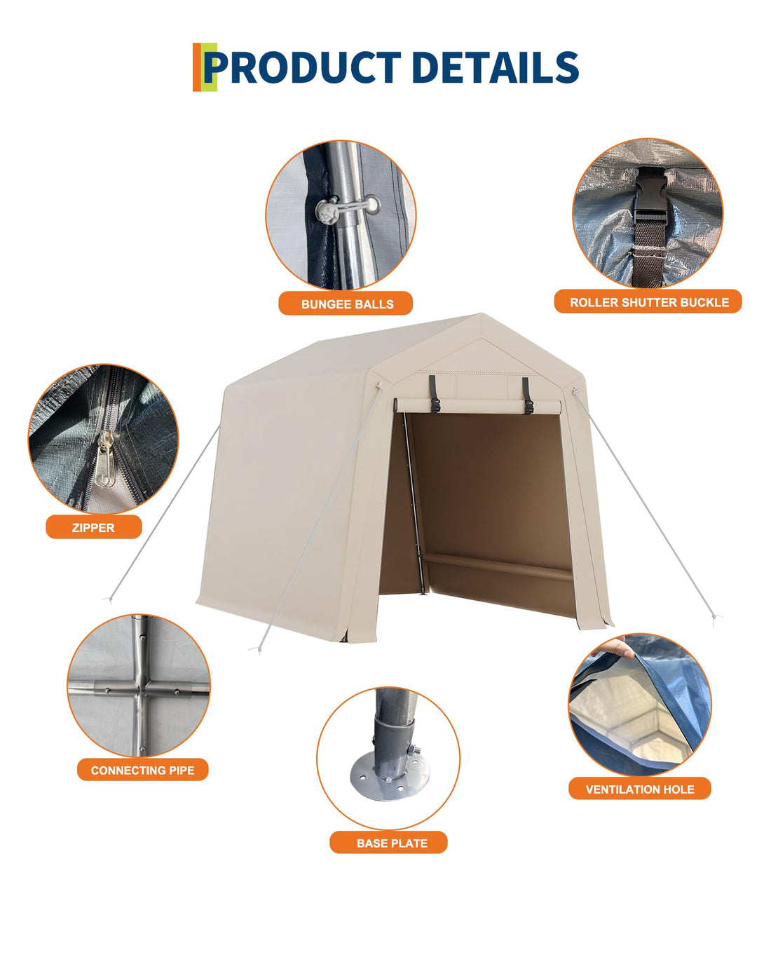 6x6 Ft Heavy-Duty Carport Tent