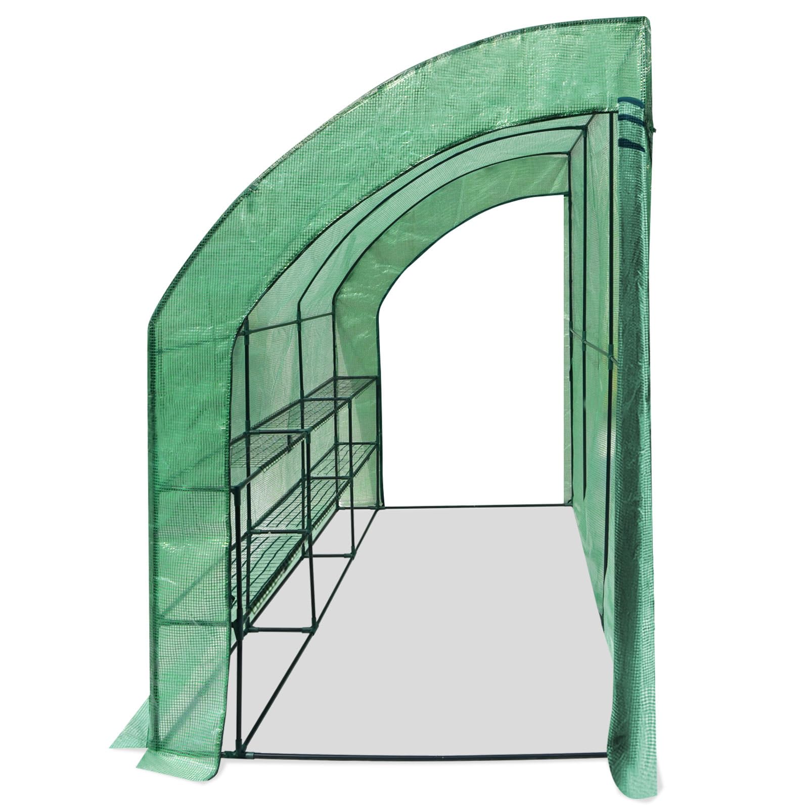 PVC Vinyl Greenhouse with Flower Stand, White