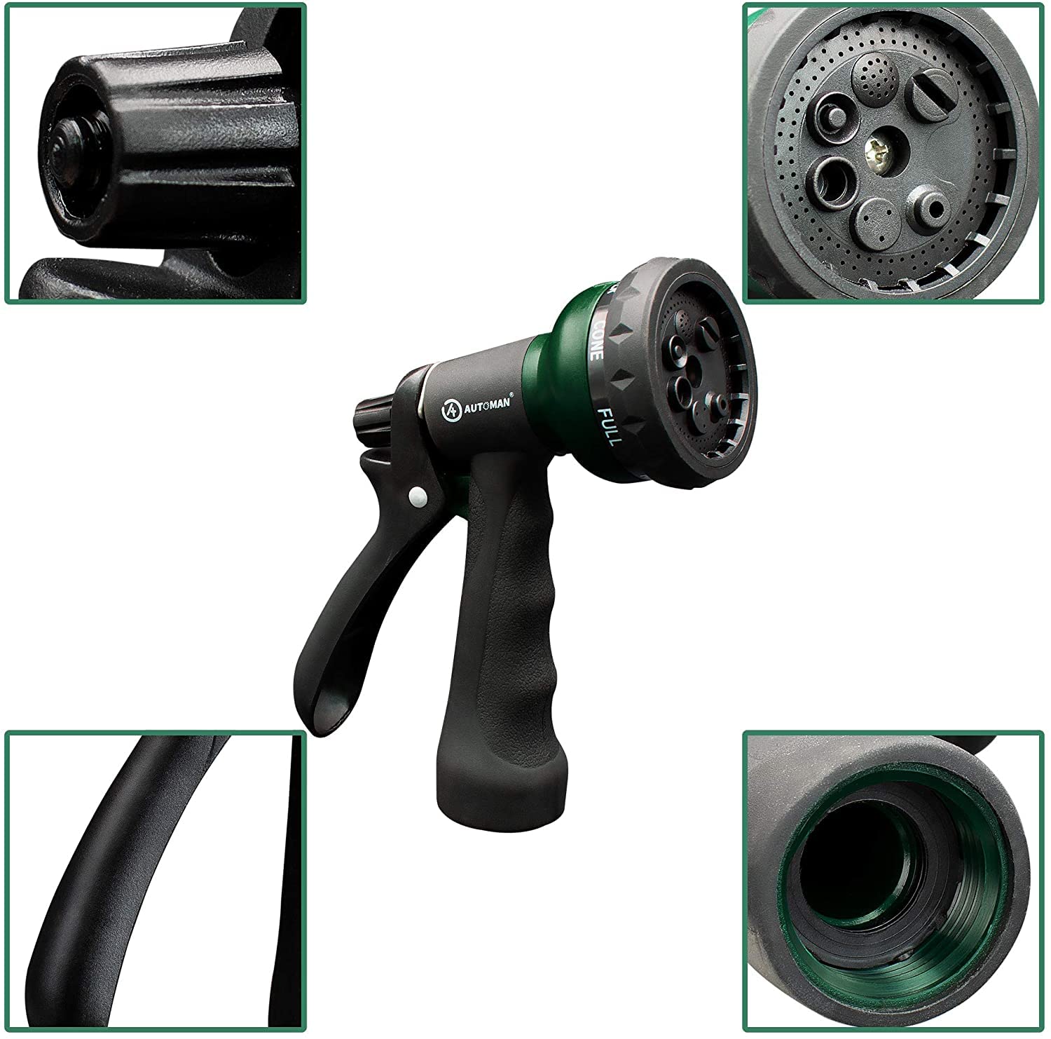 AUTOMAN Garden Hose Nozzle, 7-Pattern Spray