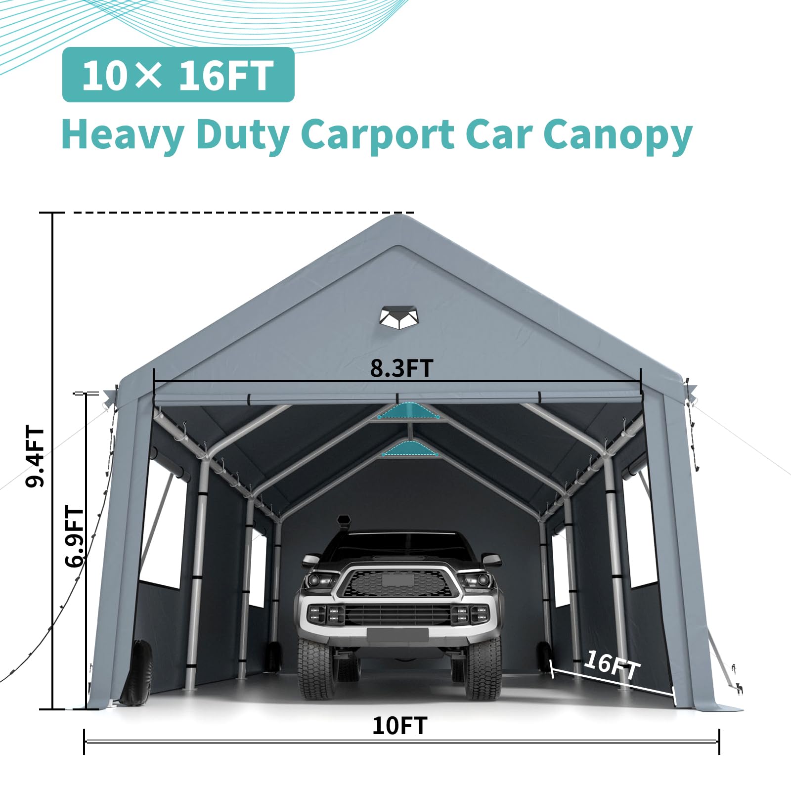 20x20 Ft 2-Car Heavy-Duty Carport
