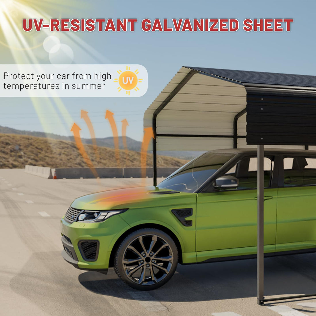 10x15 Ft Metal Carport with Steel Roof