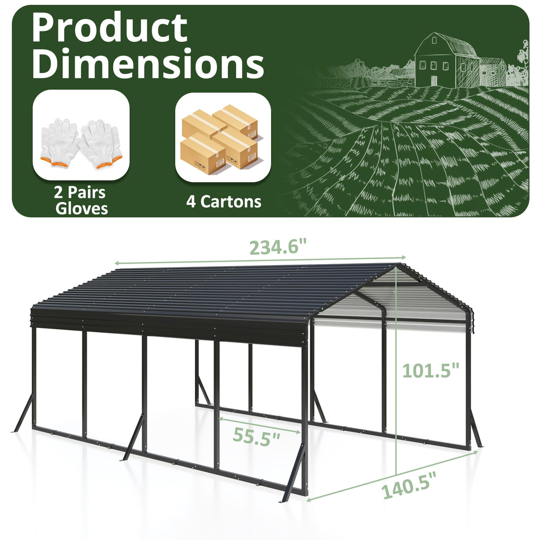 20x30 Ft Heavy-Duty Metal Carport