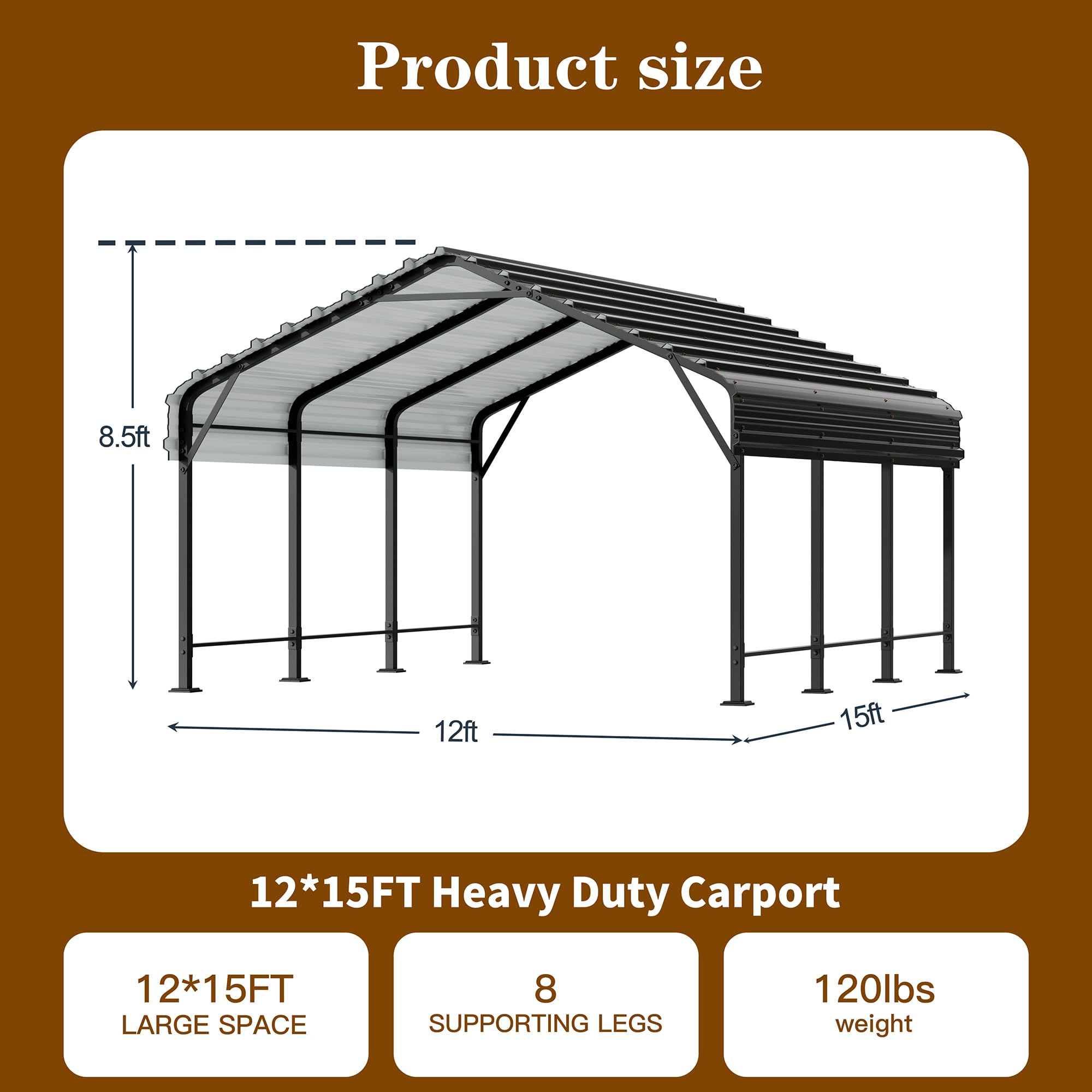 12x20 Ft Walsunny Heavy-Duty Carport