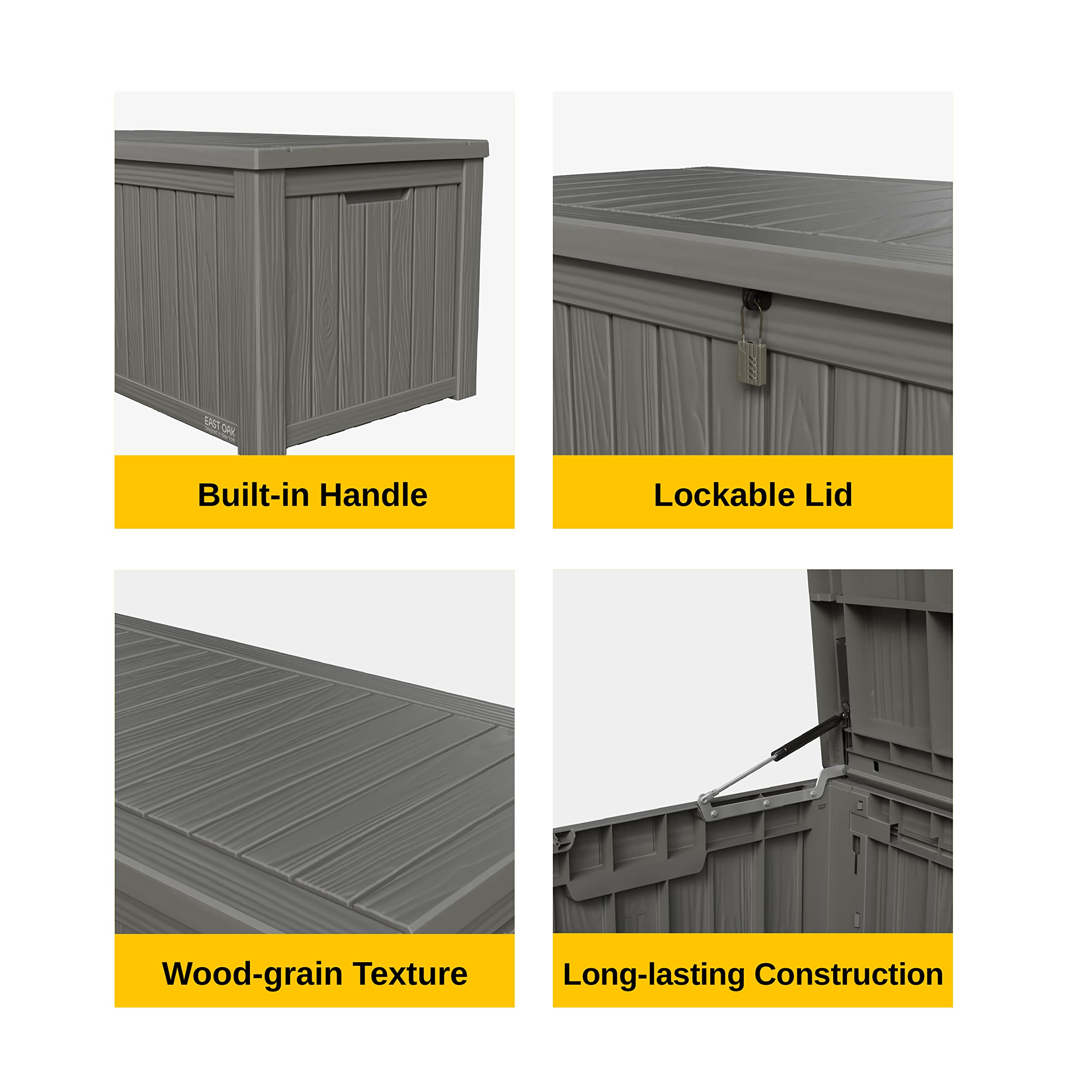 EAST OAK 31-Gallon Outdoor Deck Box, Grey