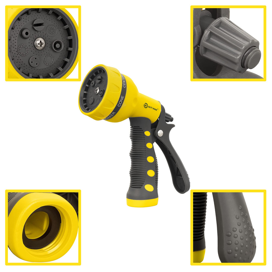 AUTOMAN Garden Hose Nozzle, 7-Pattern Spray