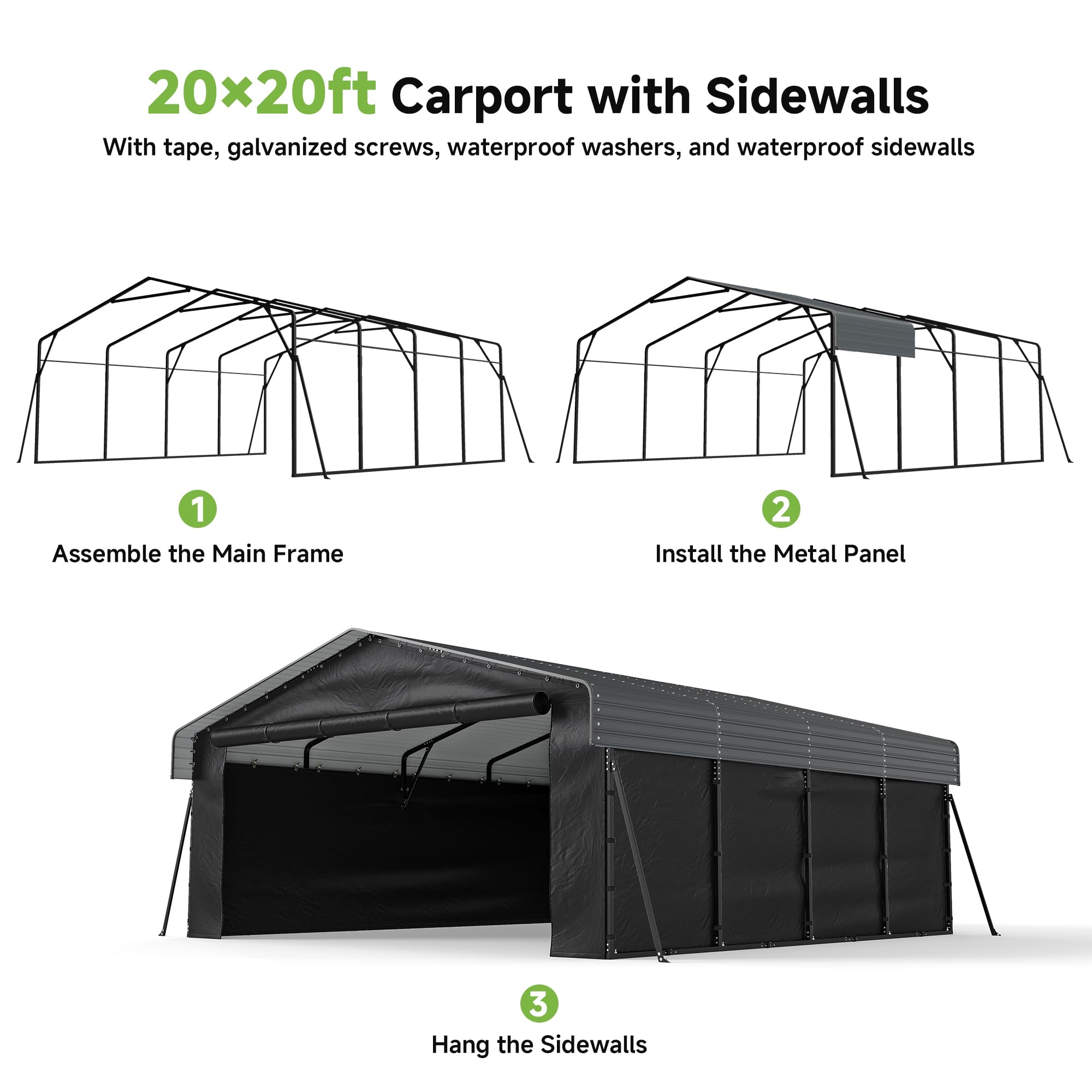 12x20 Ft Real Relax Heavy-Duty Carport