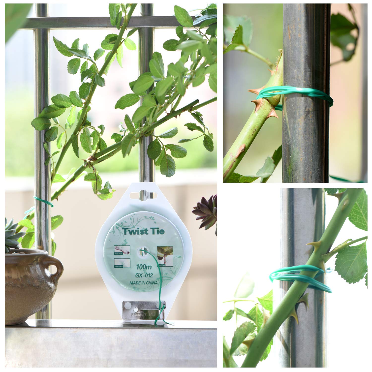 "2 Reels Green Twist Ties with Cutter (328ft)"