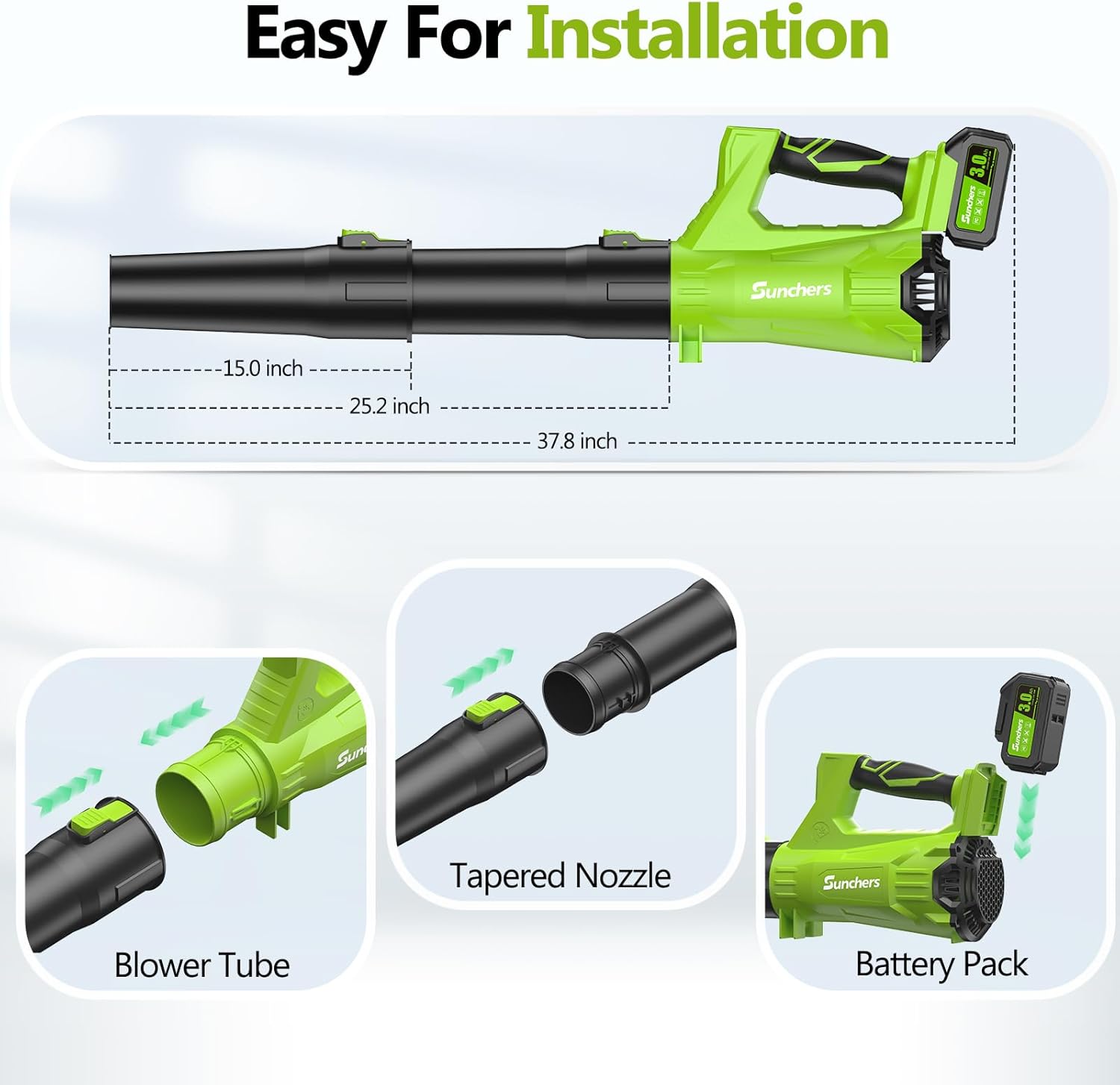 20V Cordless Leaf Blower, 2 Batteries Included