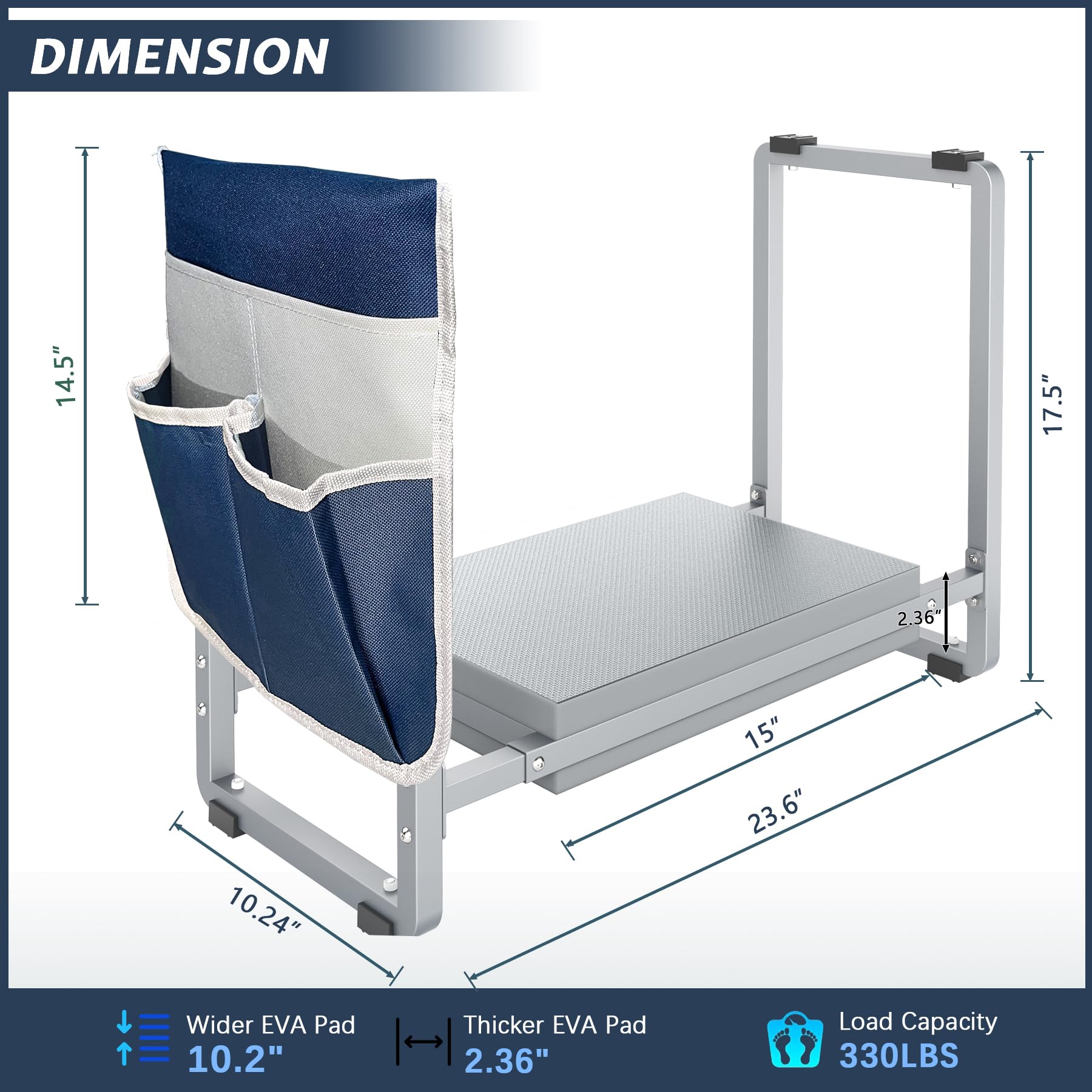 FLINTER Wide Garden Kneeler & Seat, Black