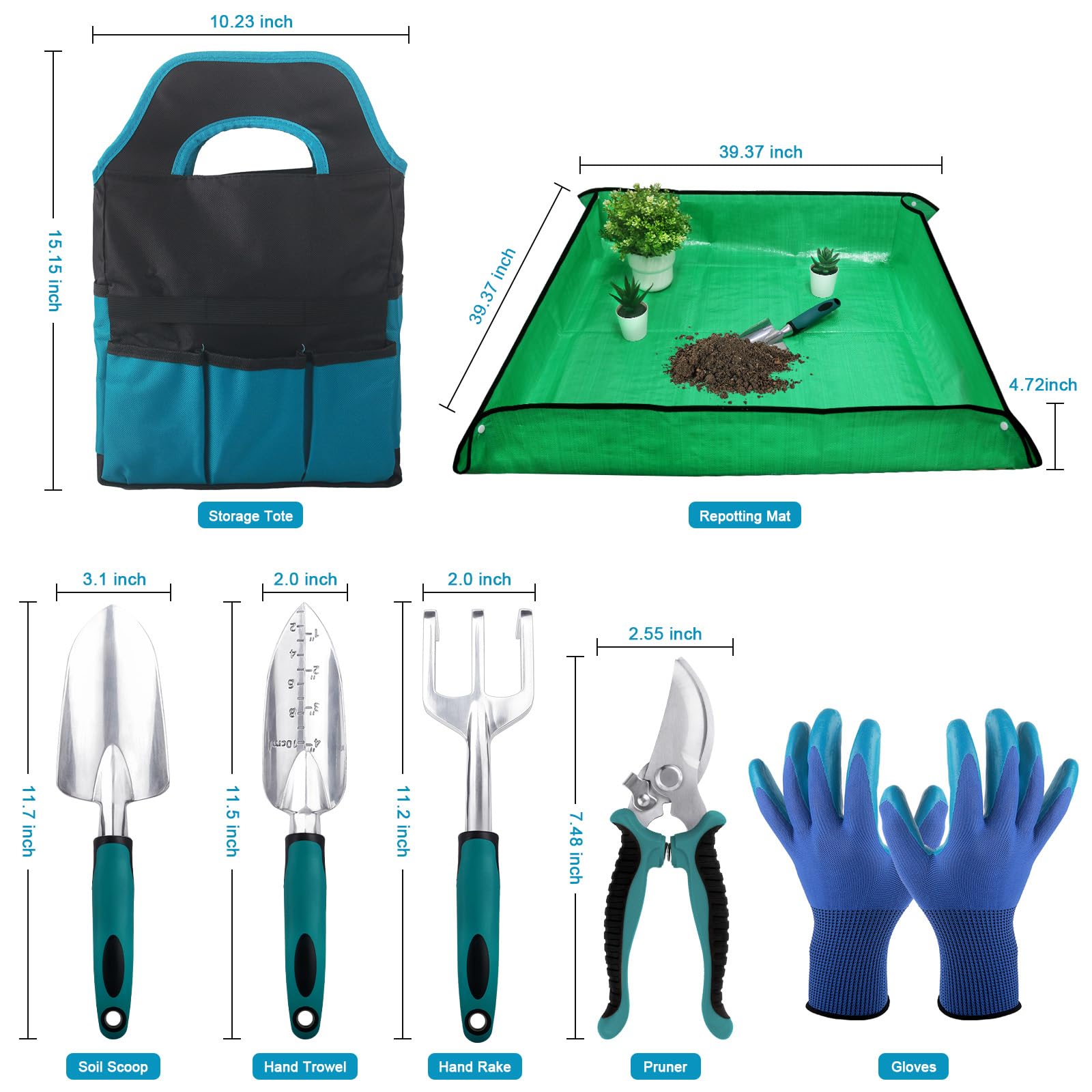 8-Piece Garden Tools Set with Storage Bag