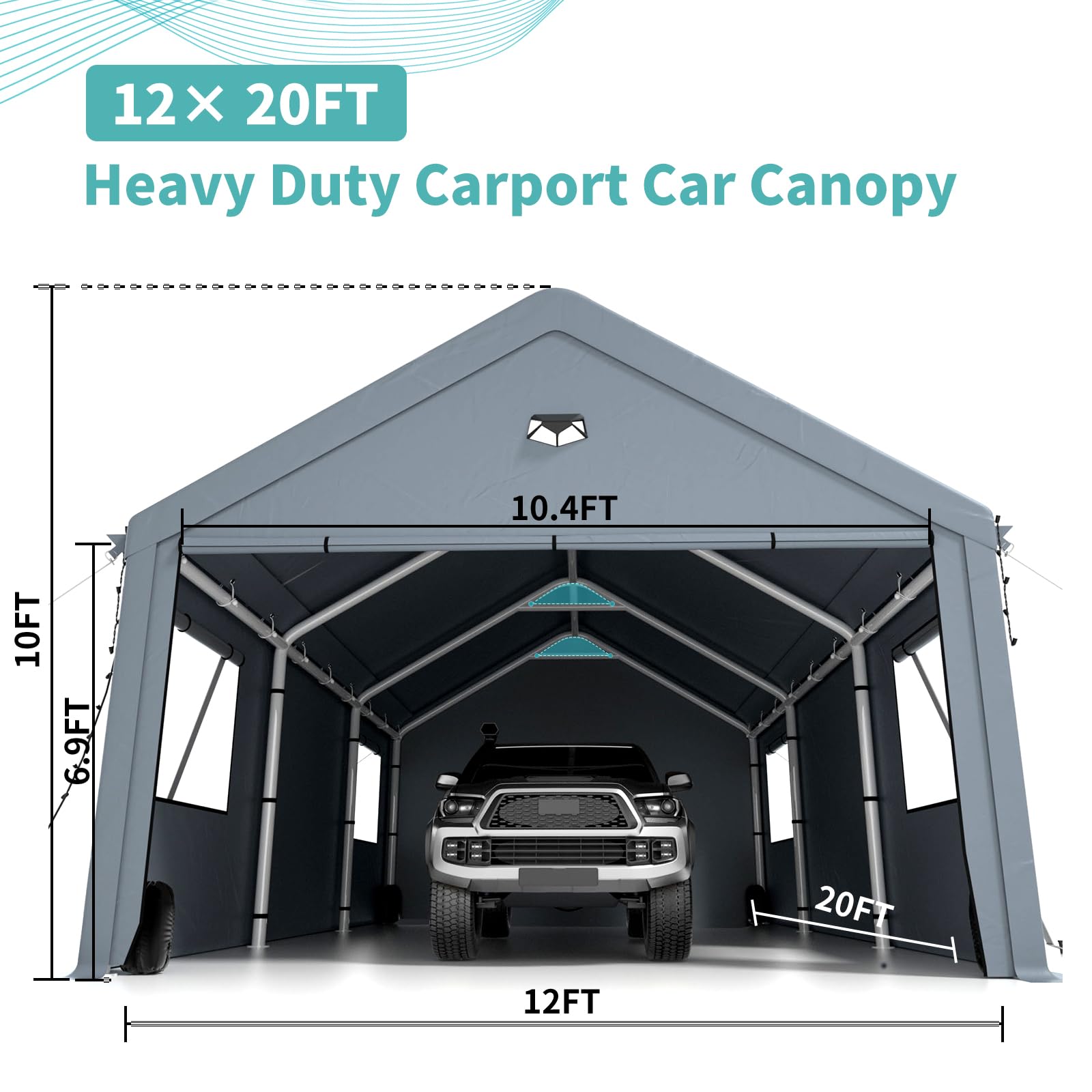 20x20 Ft 2-Car Heavy-Duty Carport