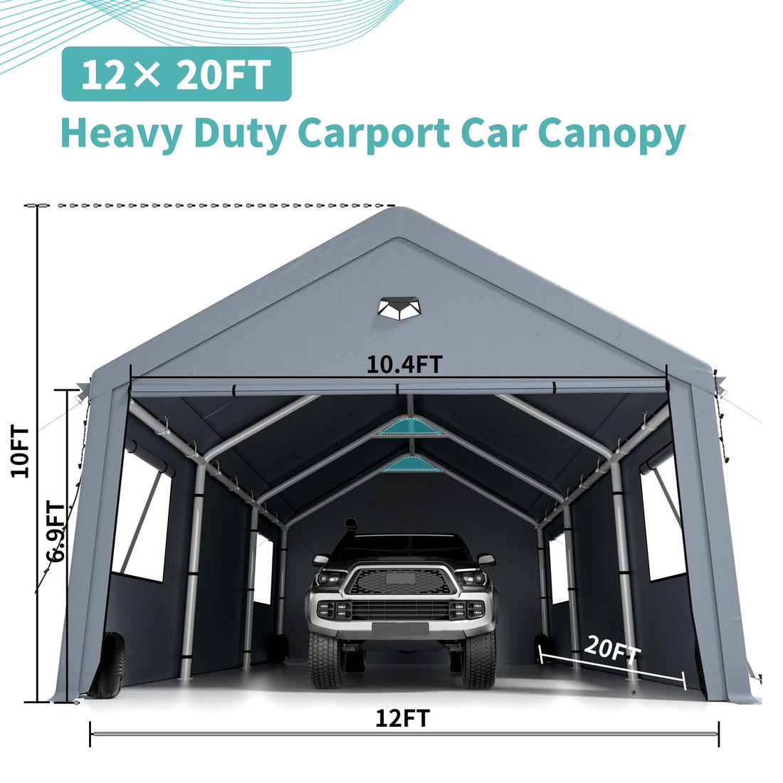 20x20 Ft 2-Car Heavy-Duty Carport