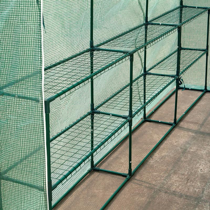 PVC Vinyl Greenhouse with Flower Stand, White