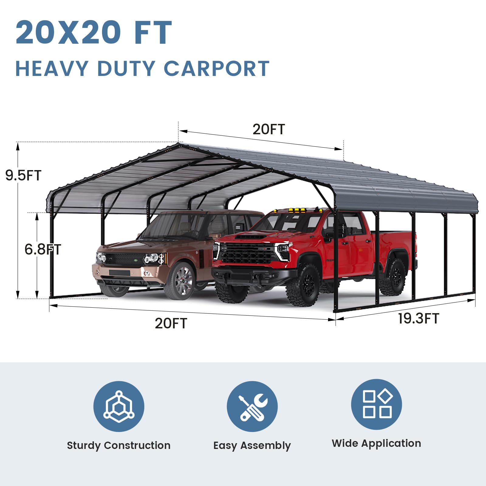 EROMMY 20x30 Ft Heavy-Duty Metal Carport