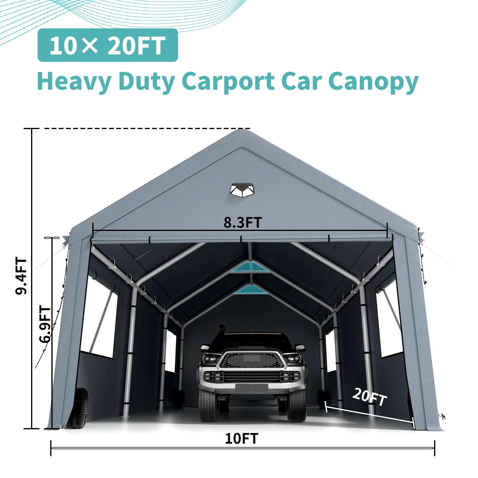 20x20 Ft 2-Car Heavy-Duty Carport