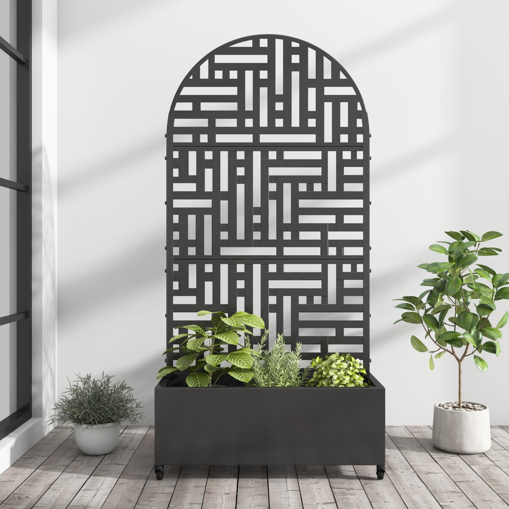 Casaphoria Metal Raised Garden Bed with Trellis