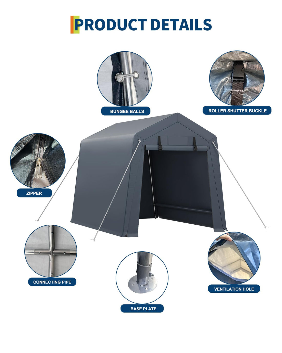 6x6 Ft Heavy-Duty Carport Tent