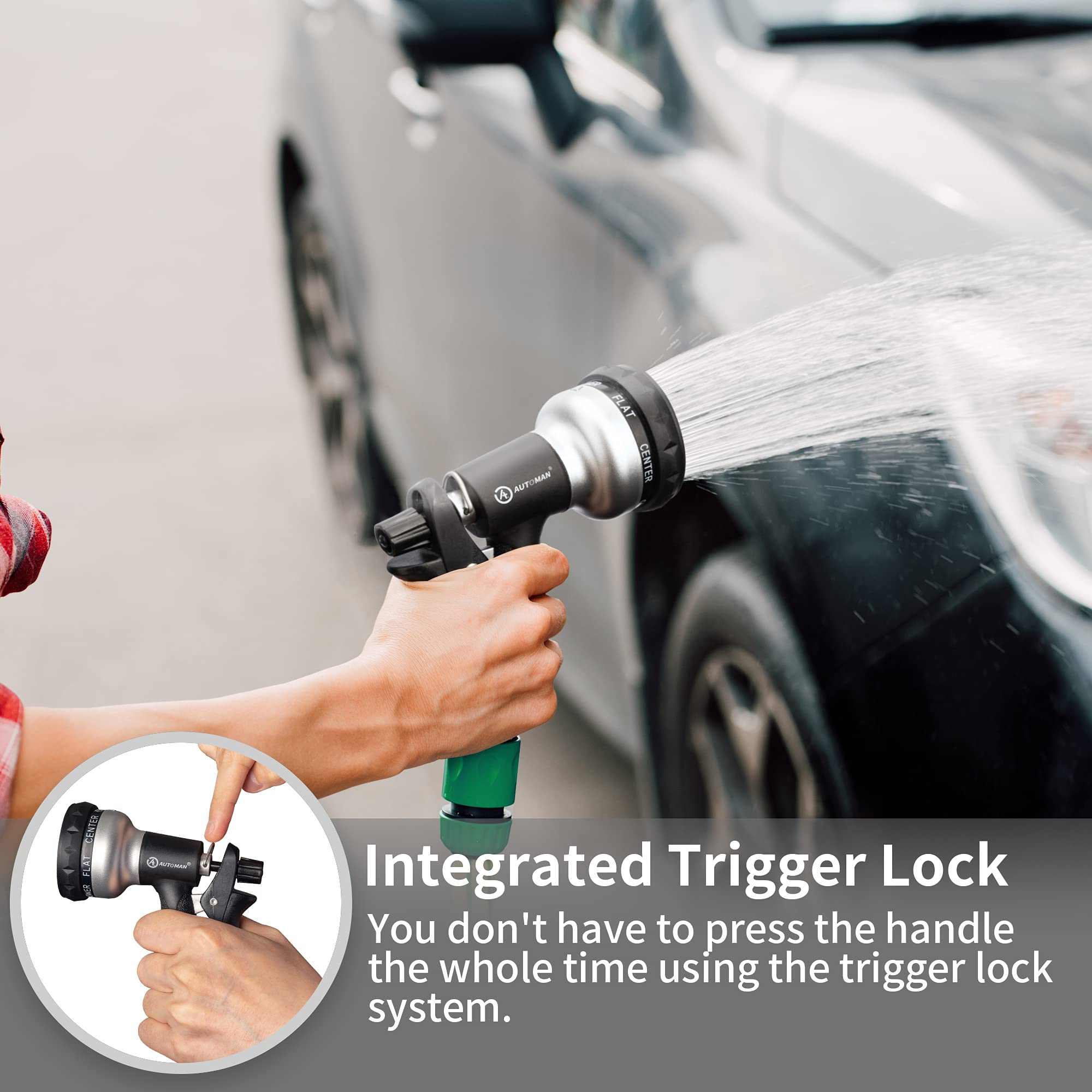 AUTOMAN Garden Hose Nozzle, 7-Pattern Spray