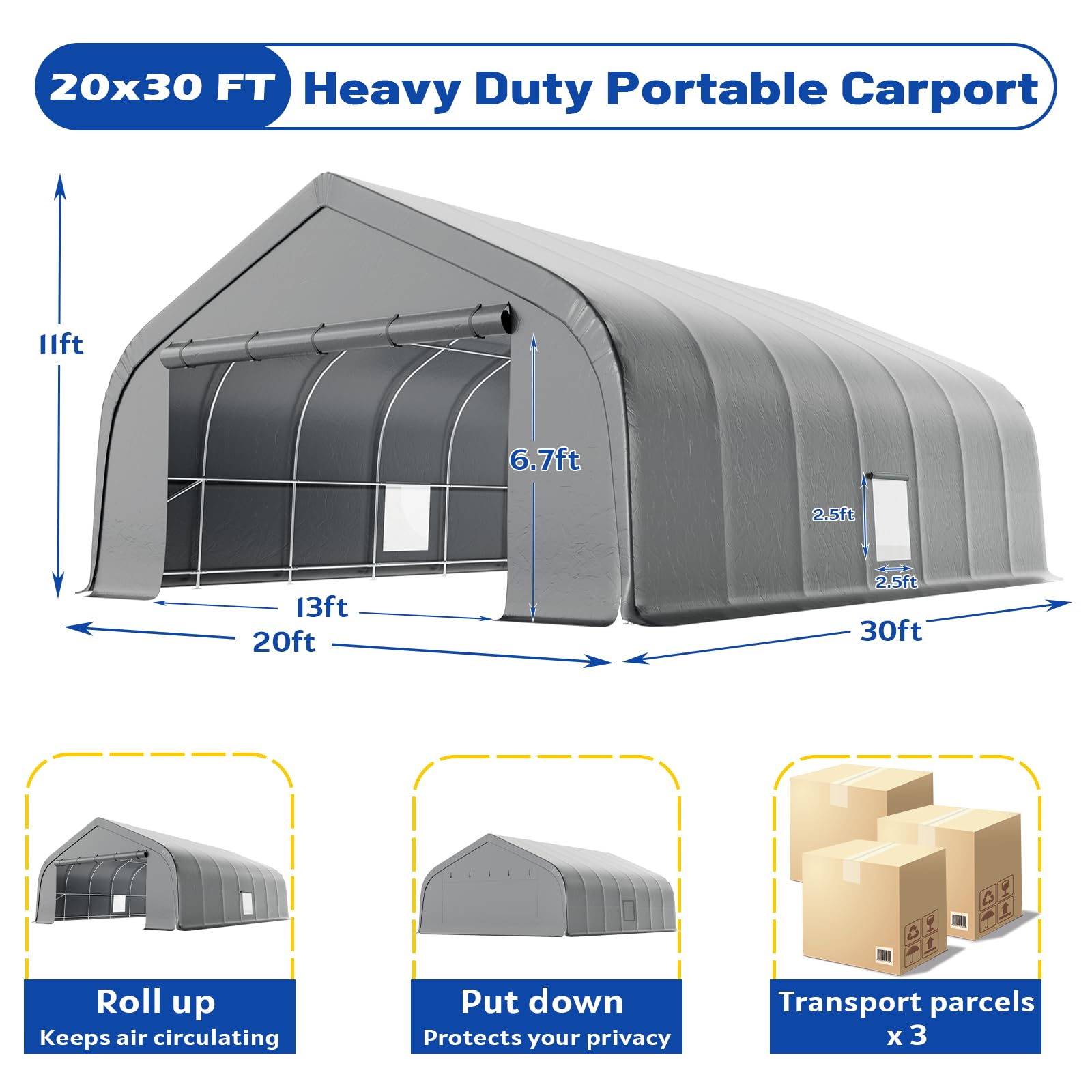 20x30 Ft EROMMY Heavy-Duty Carport