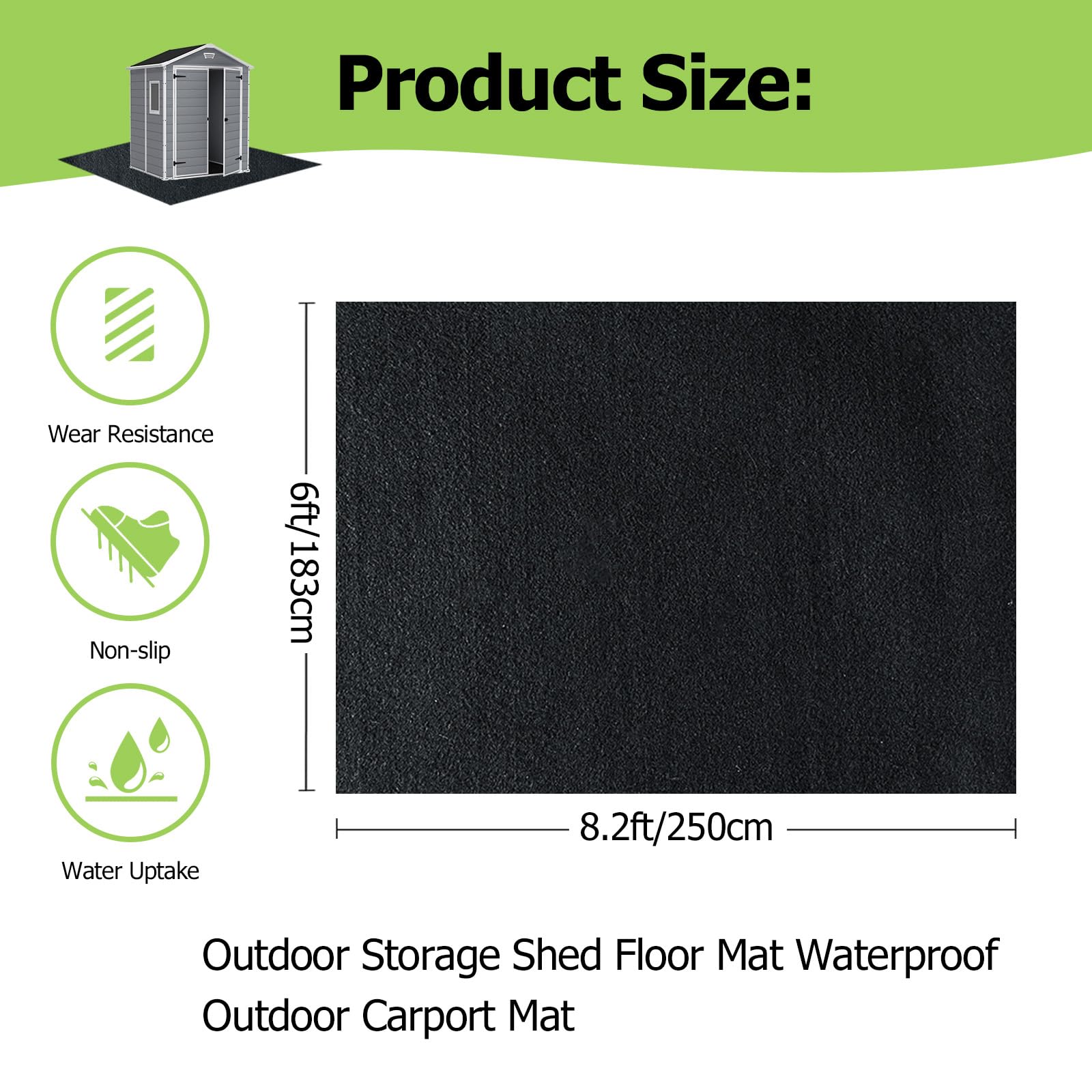 6x8 Ft Outdoor Storage Shed Floor Mat