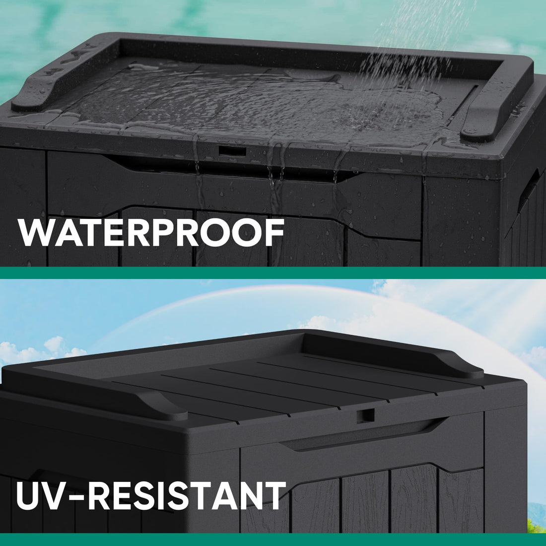 Devoko 30-Gallon Resin Deck Storage Box, Black