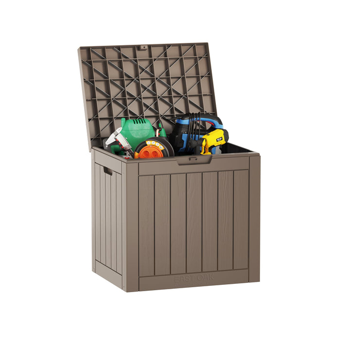 EAST OAK 31-Gallon Outdoor Deck Box, Grey