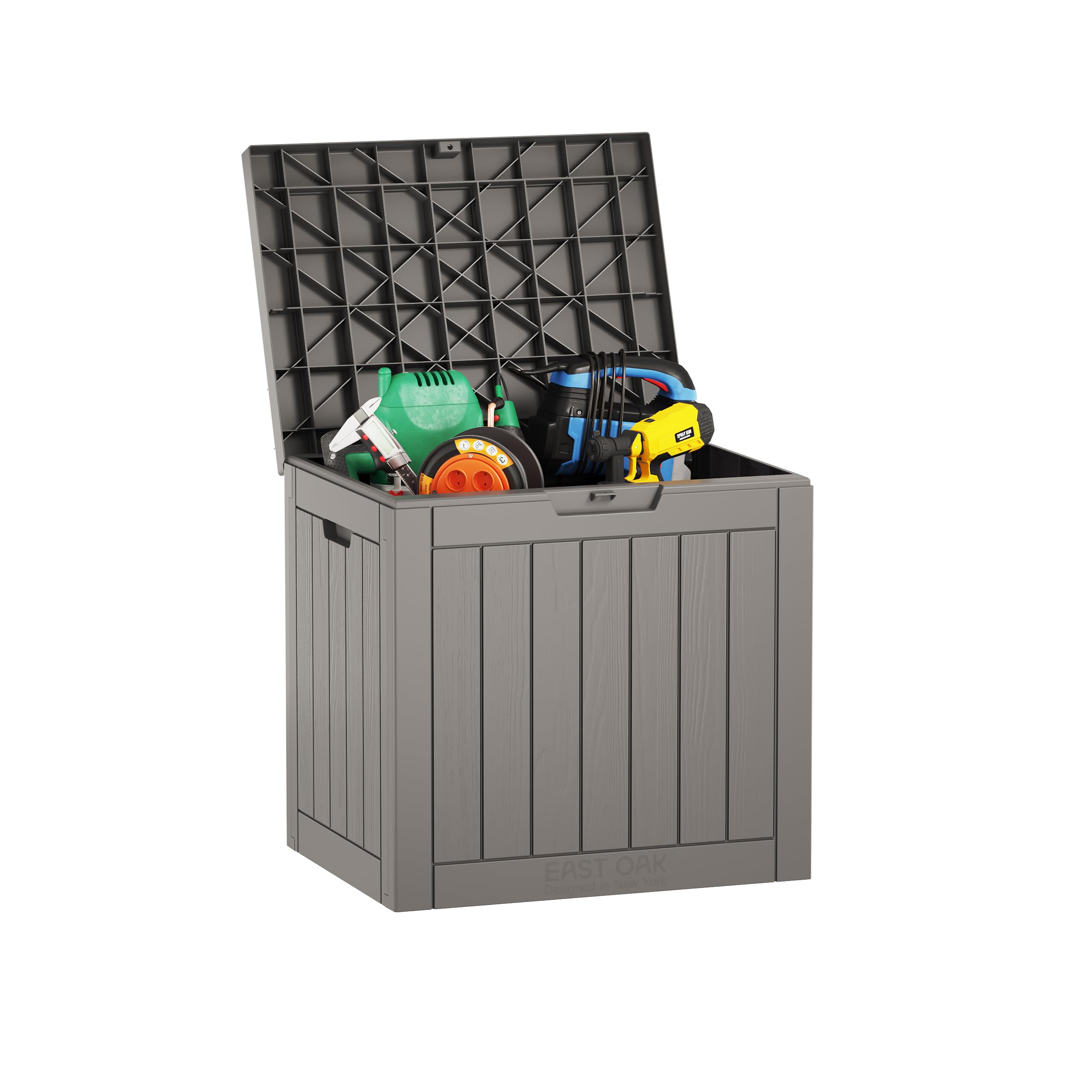 EAST OAK 31-Gallon Outdoor Deck Box, Grey