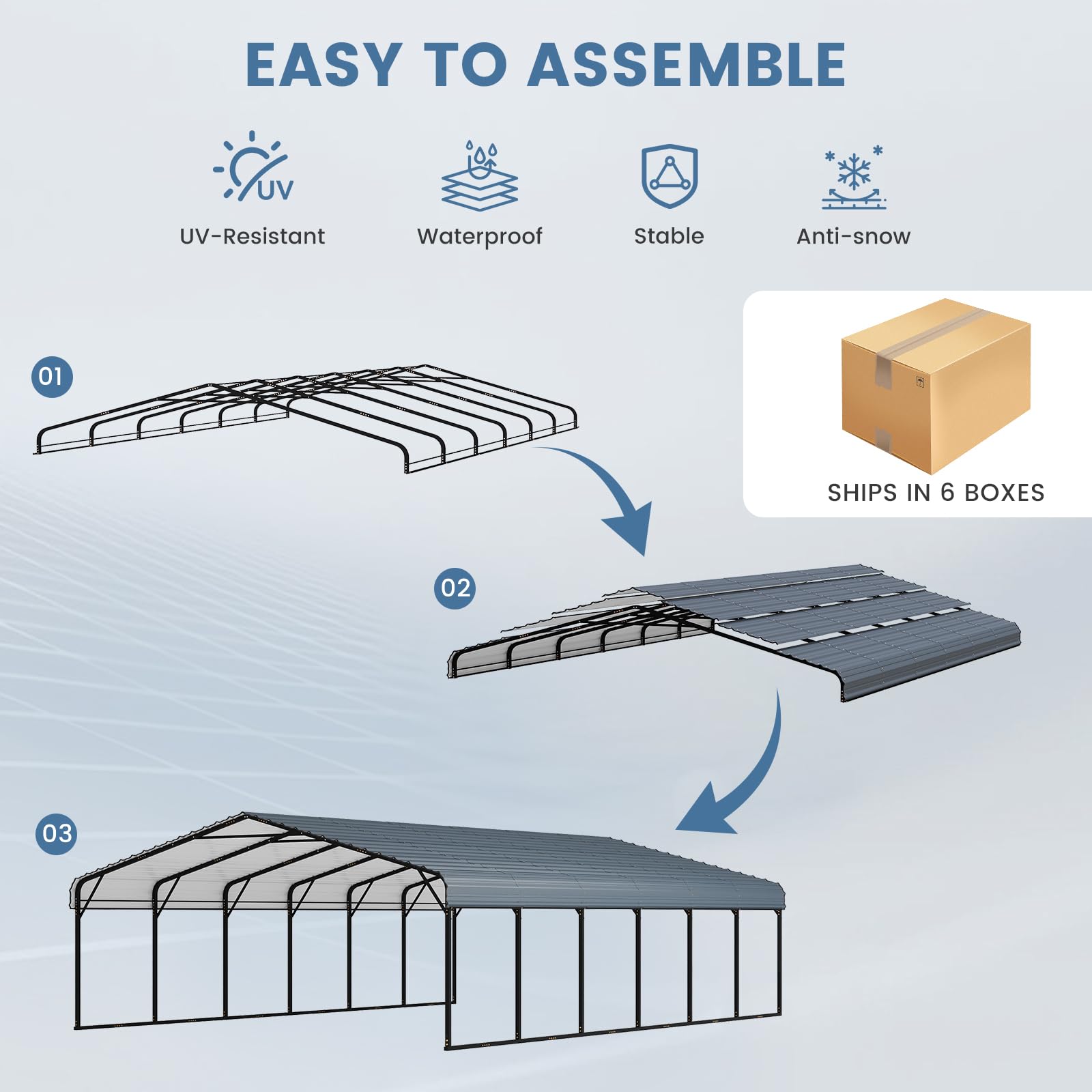 EROMMY 20x30 Ft Heavy-Duty Metal Carport