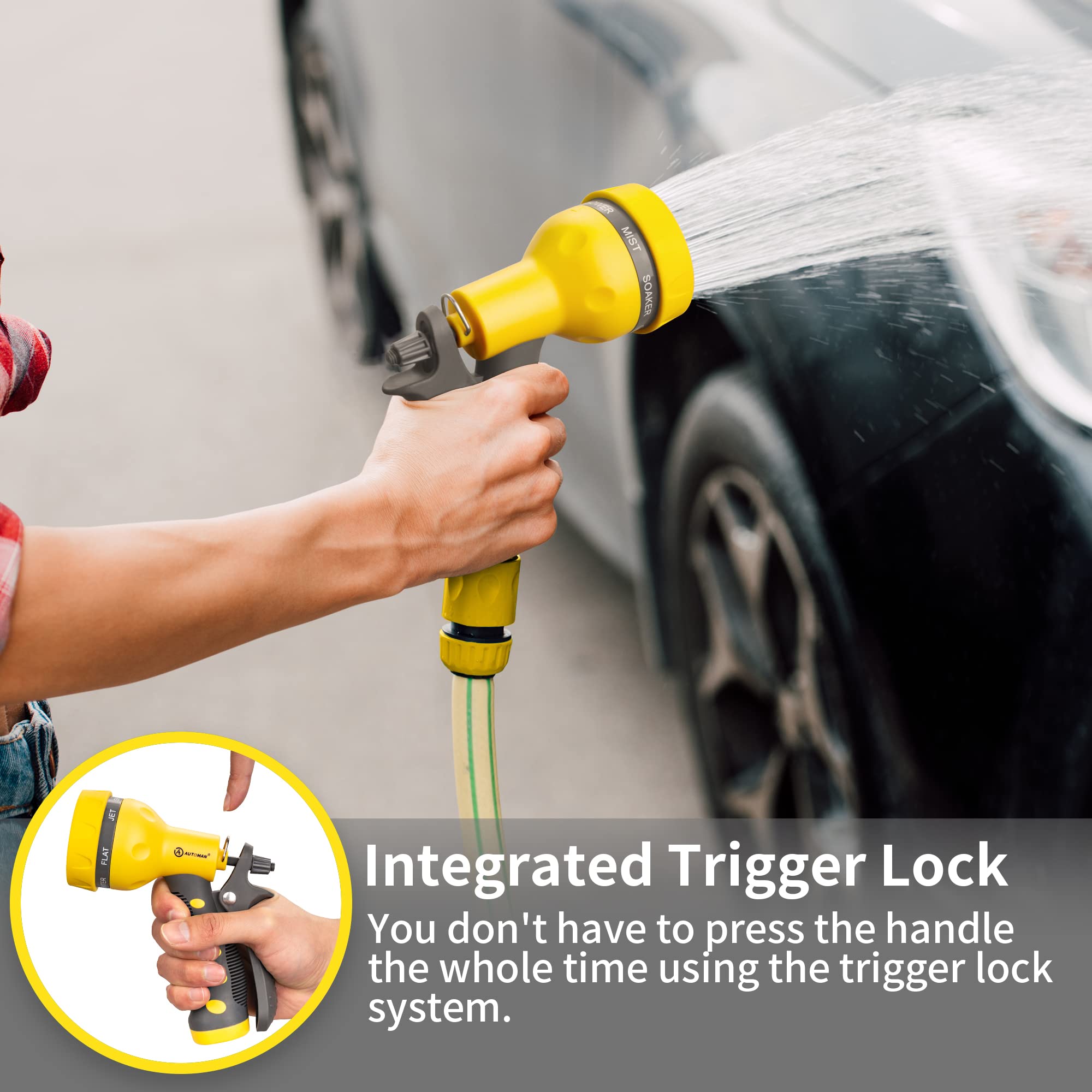 AUTOMAN Garden Hose Nozzle, 7-Pattern Spray