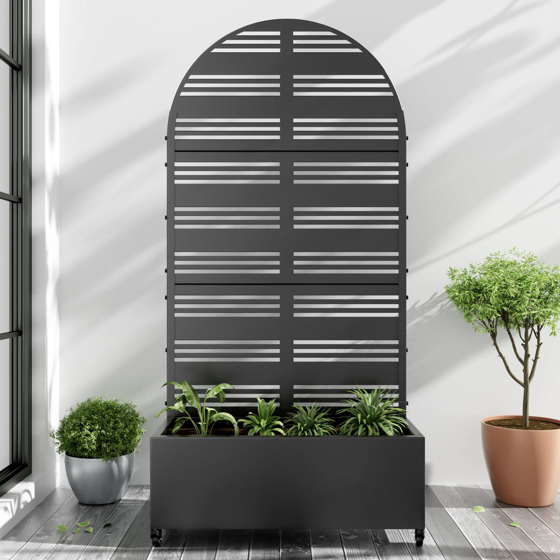 Casaphoria Metal Raised Garden Bed with Trellis