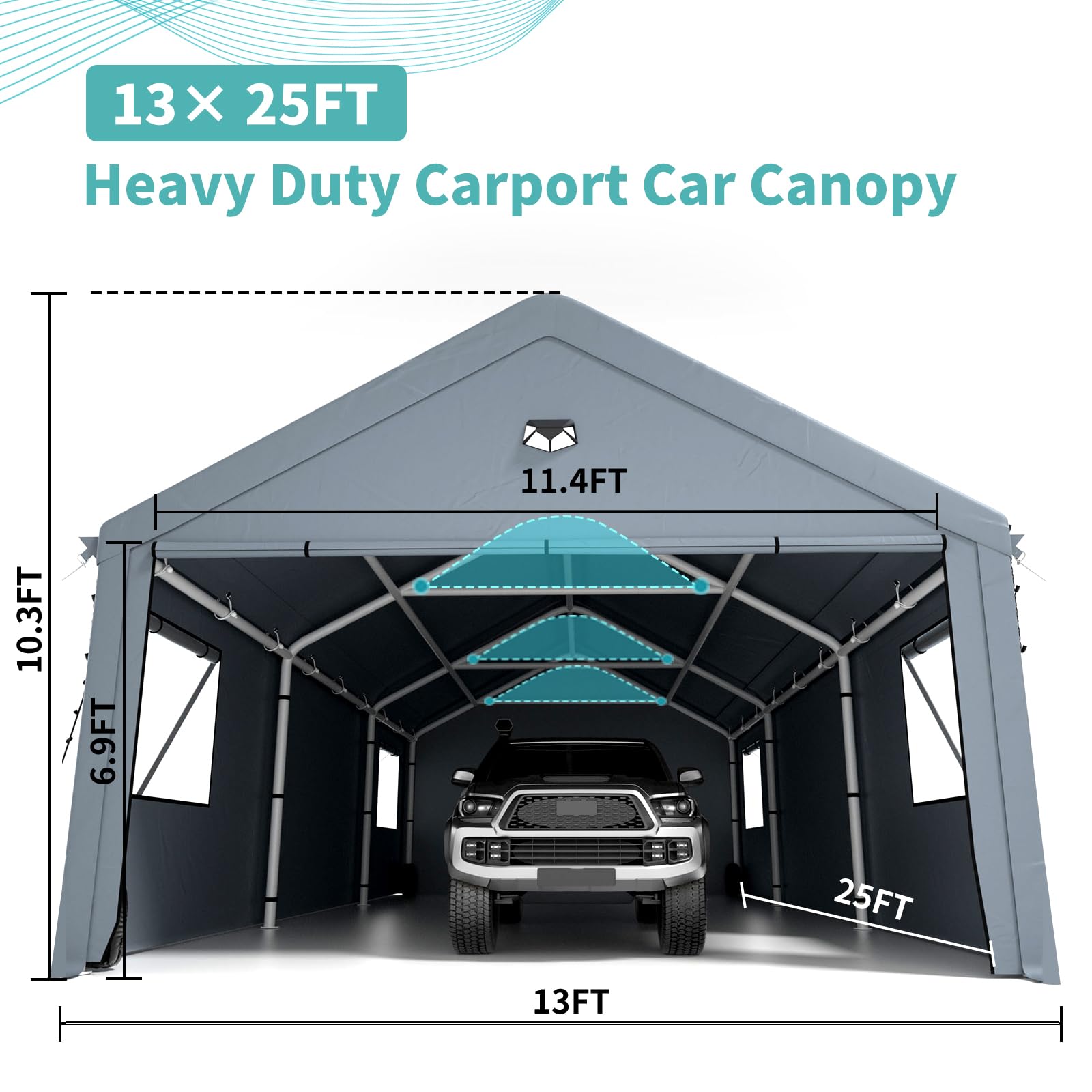 20x20 Ft 2-Car Heavy-Duty Carport