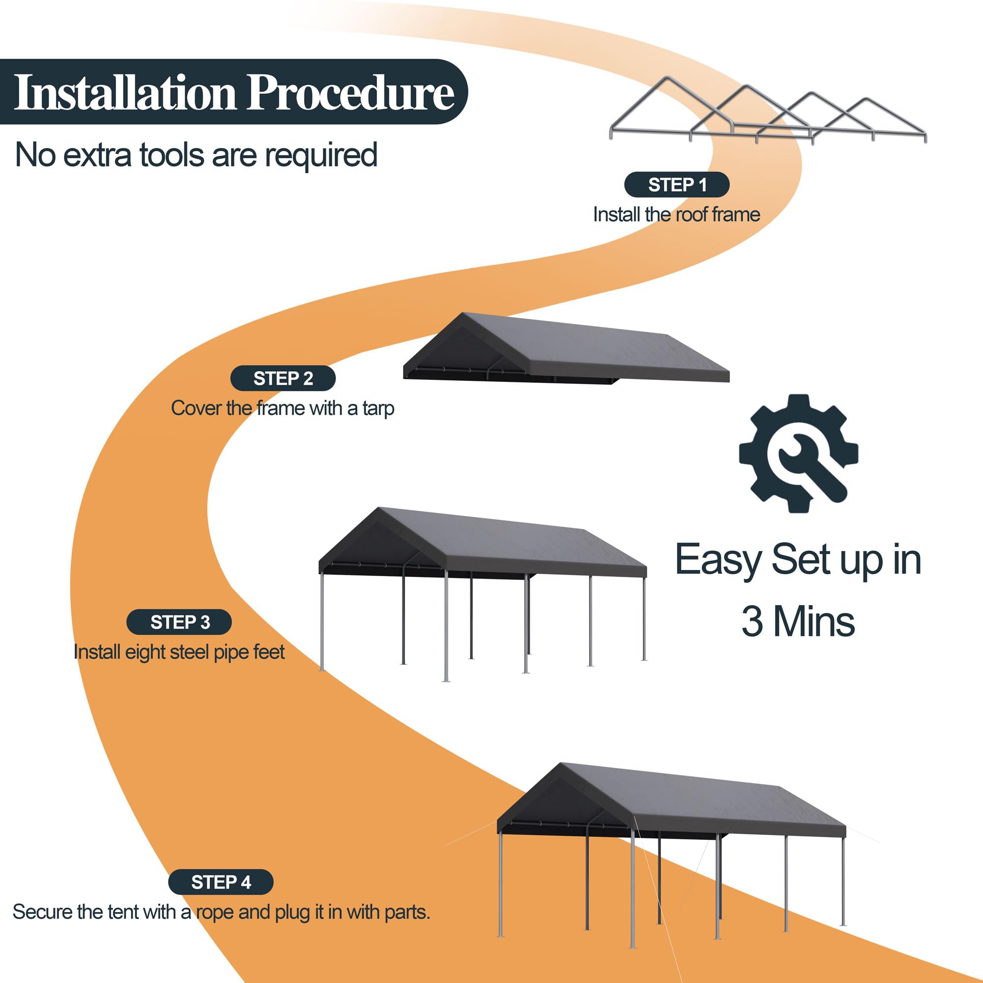 10x20 Ft Shintenchi Heavy-Duty Carport