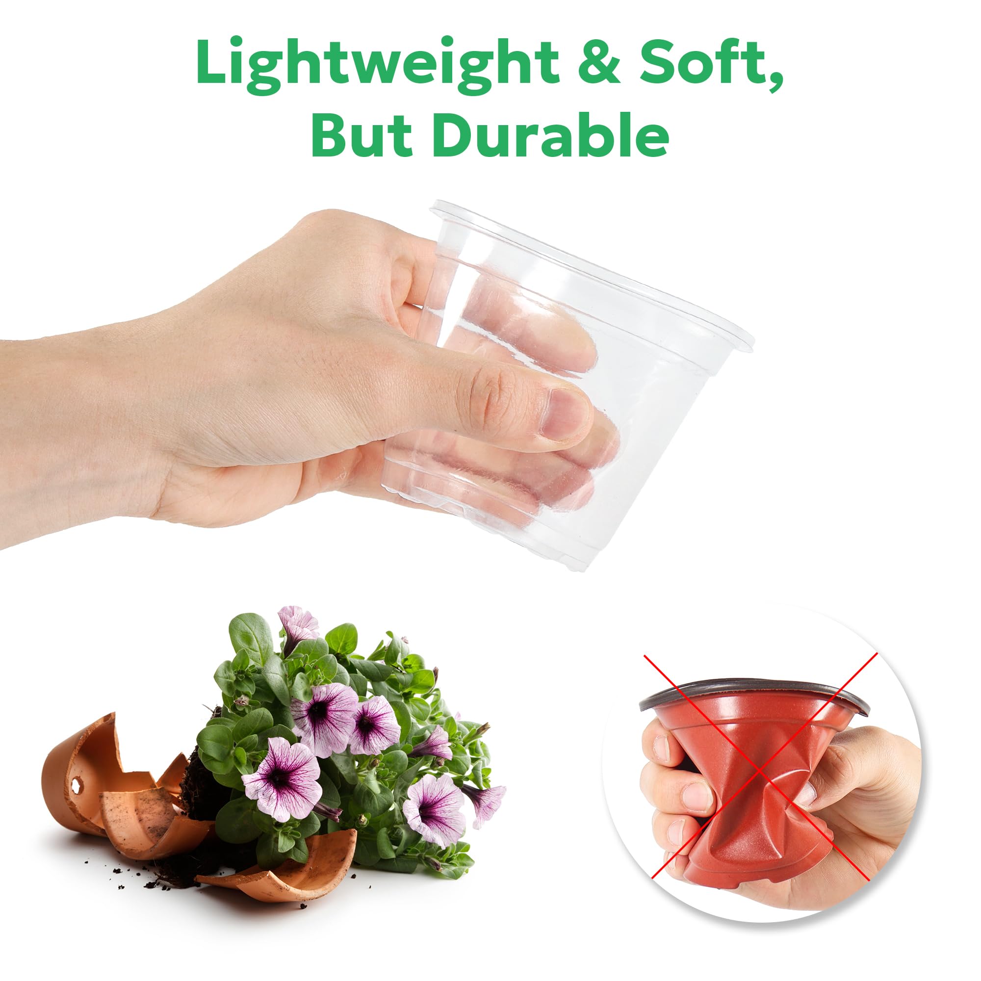 "30-Pack Clear Nursery Pots with Drainage"