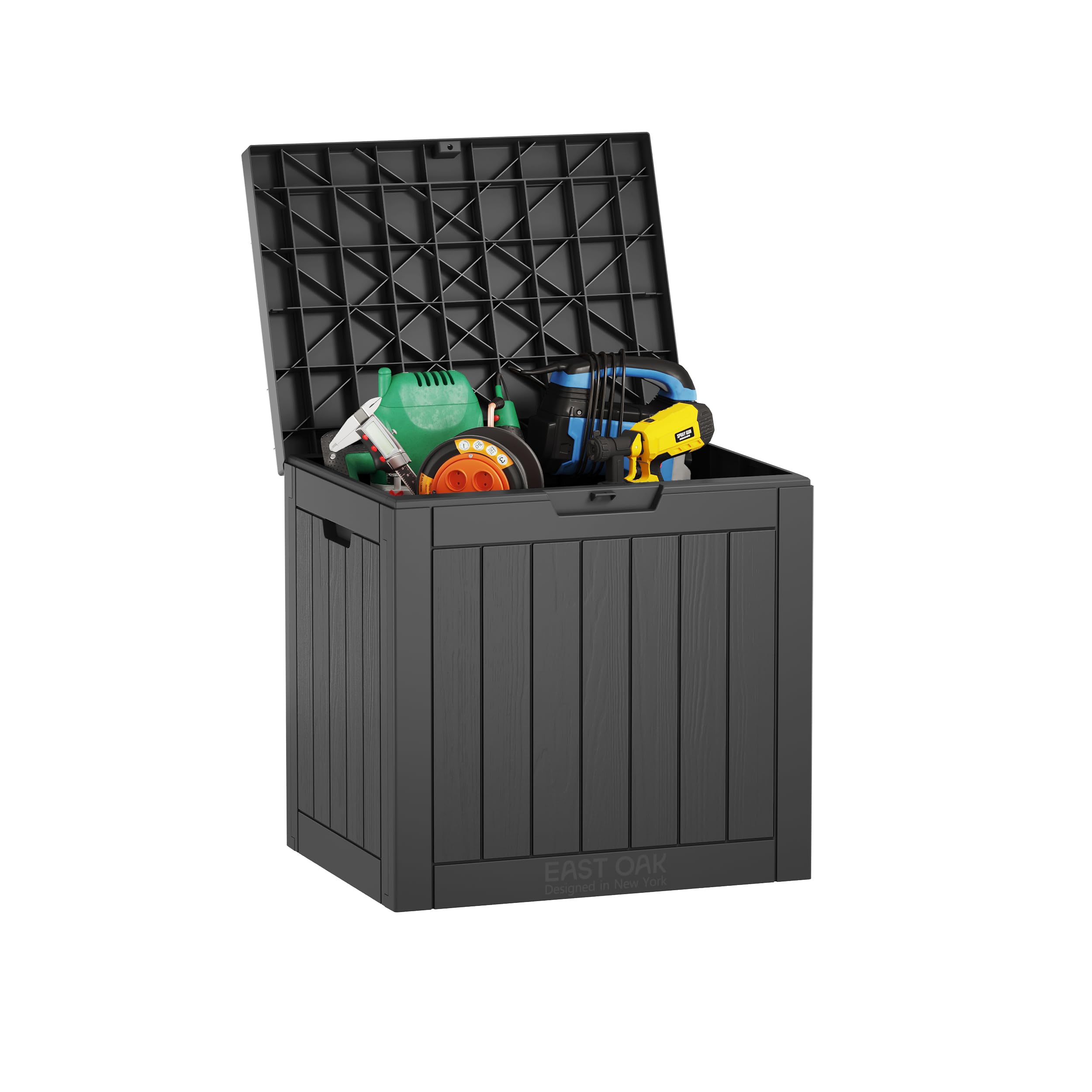 EAST OAK 31-Gallon Outdoor Deck Box, Grey