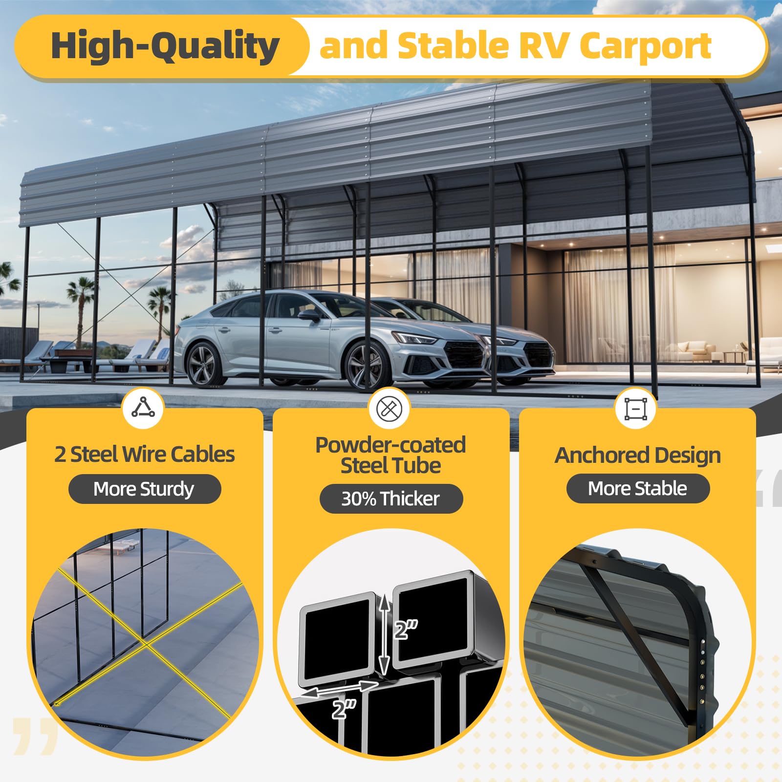 EROMMY 20x30 Ft Heavy-Duty Metal Carport