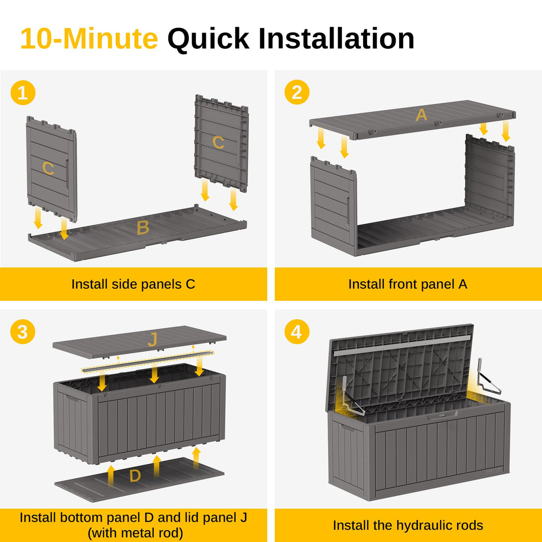 EAST OAK 31-Gallon Outdoor Deck Box, Grey
