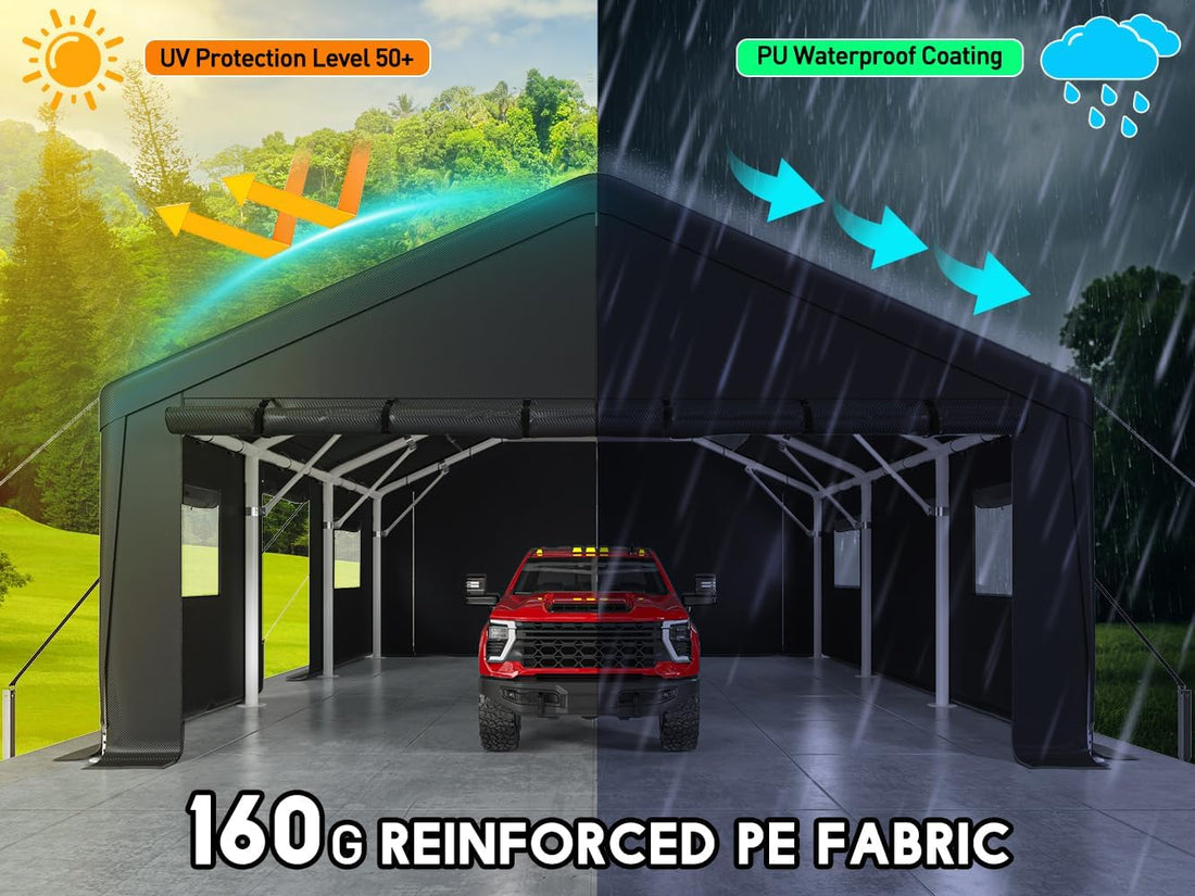Bepatio 20x20 Ft 2-Car Heavy-Duty Metal Carport