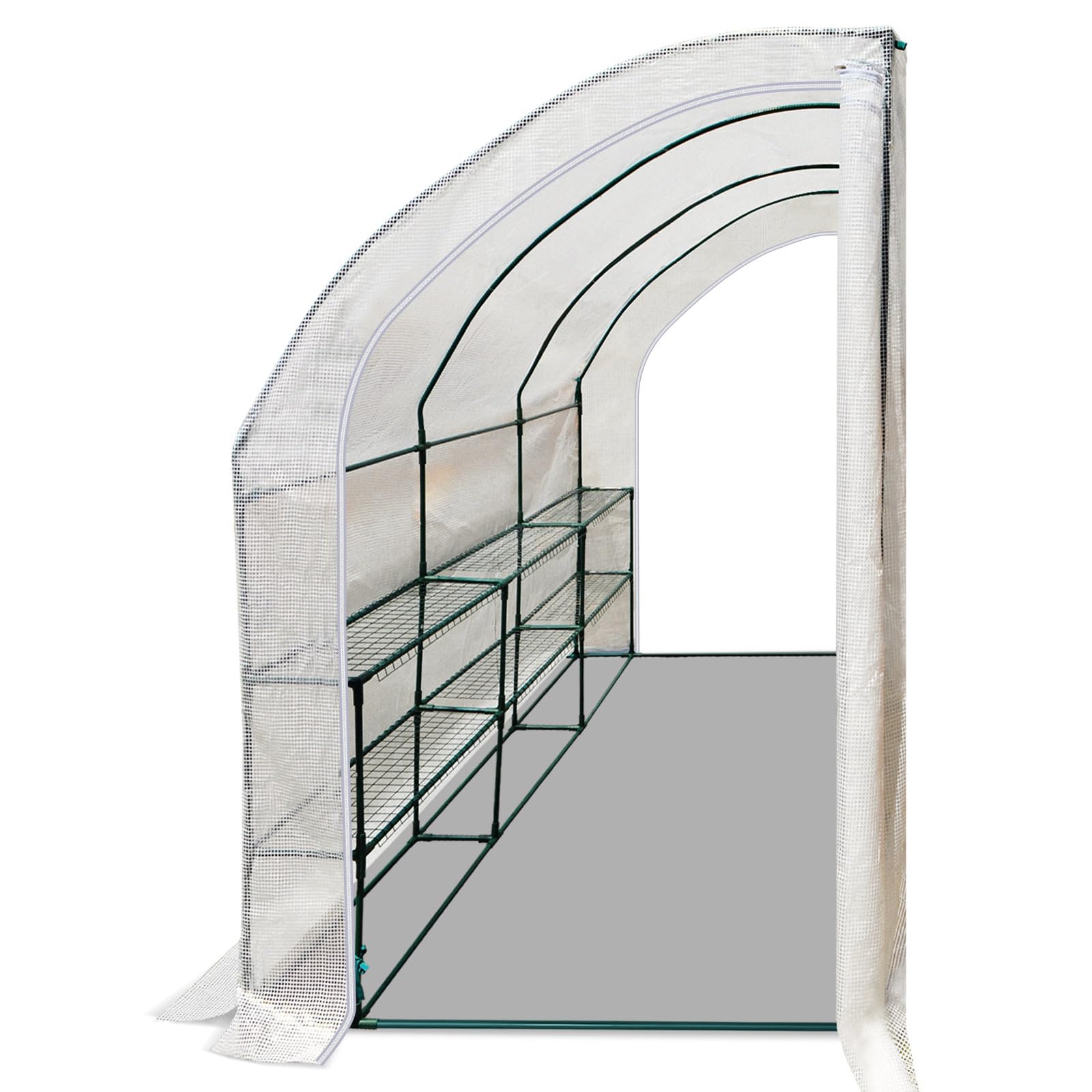 PVC Vinyl Greenhouse with Flower Stand, White