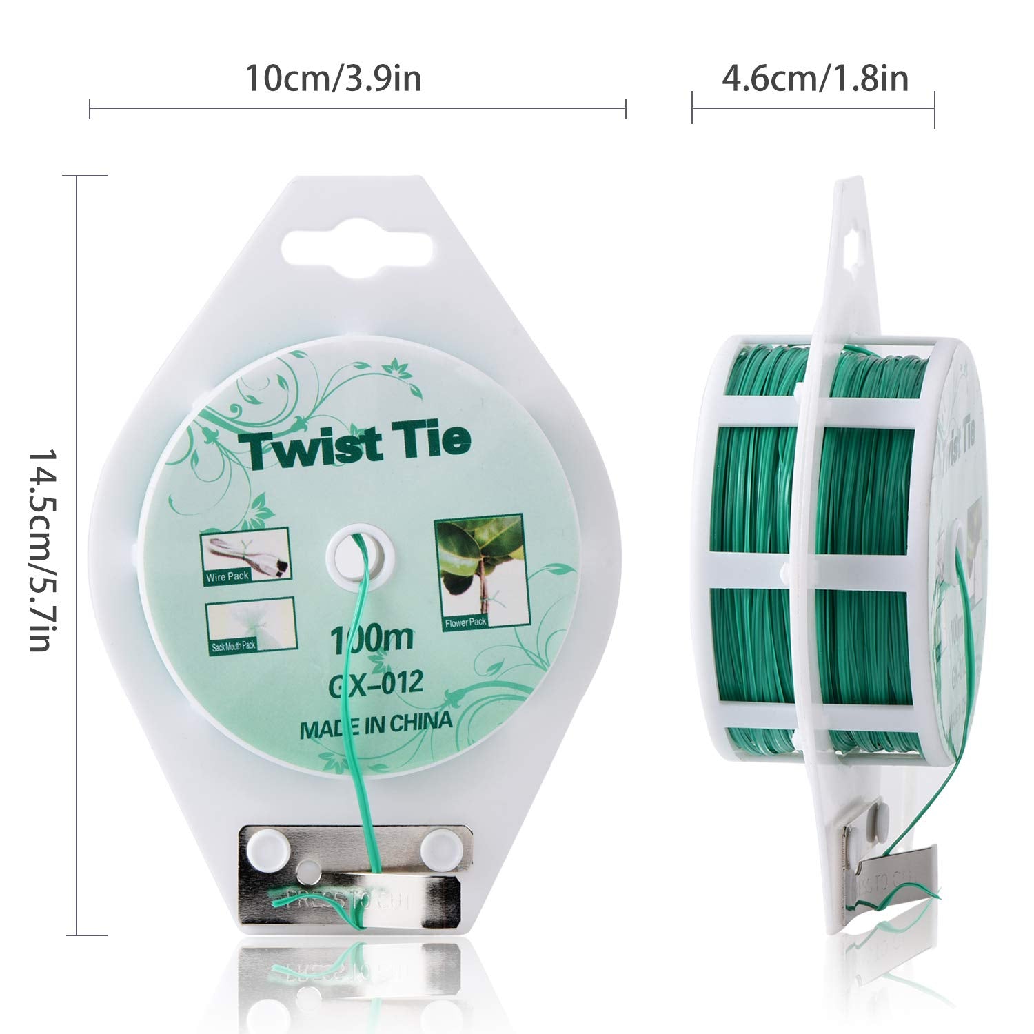 "2 Reels Green Twist Ties with Cutter (328ft)"