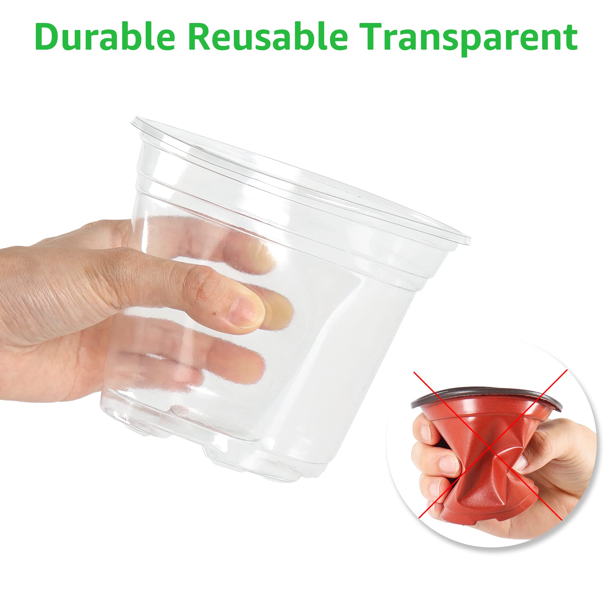 "30-Pack Clear Nursery Pots with Drainage"