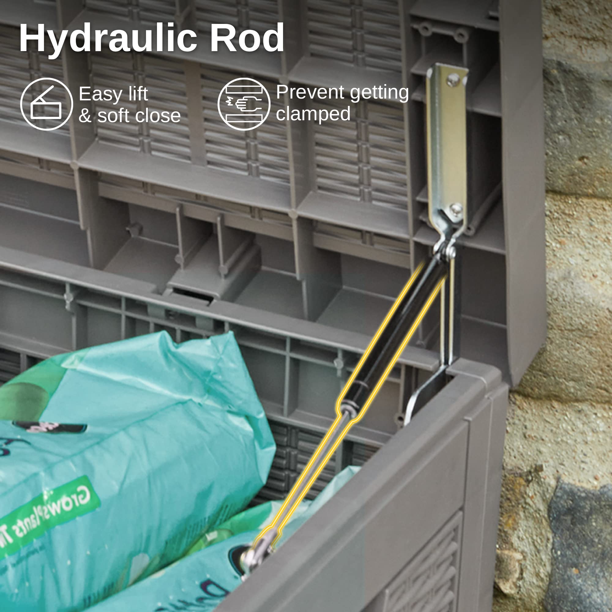 EAST OAK 31-Gallon Outdoor Deck Box, Grey